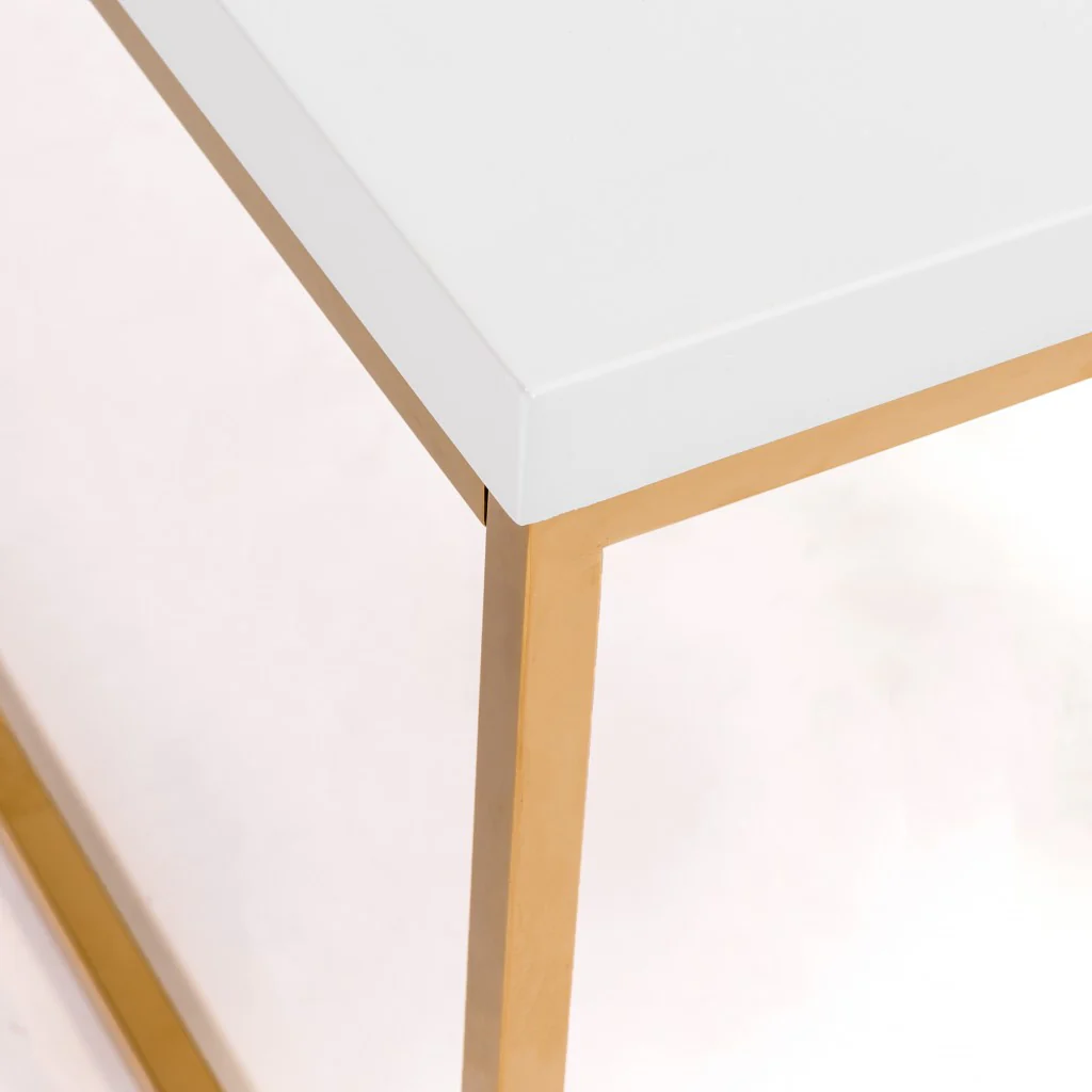 White and Gold High Gloss Coffee Table By Homeroots - Image 5