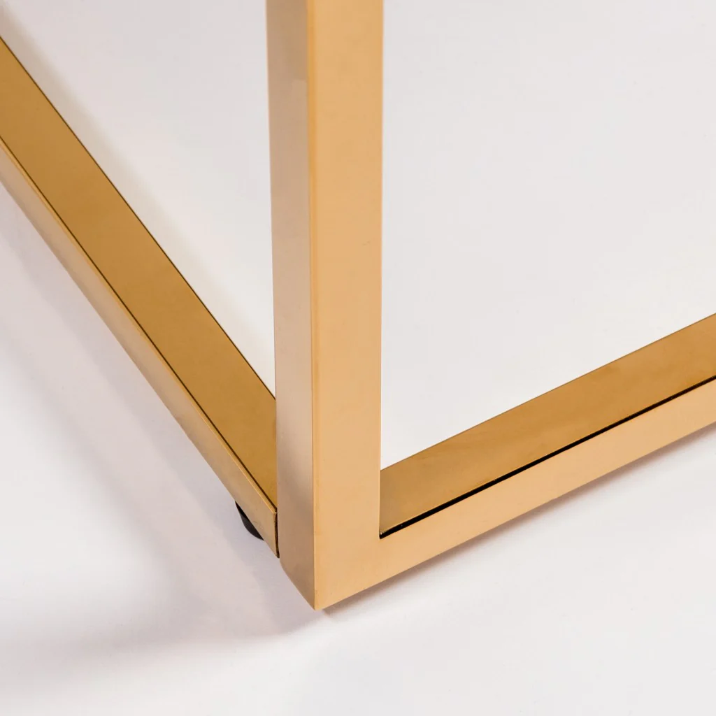 White and Gold High Gloss Coffee Table By Homeroots - Image 6