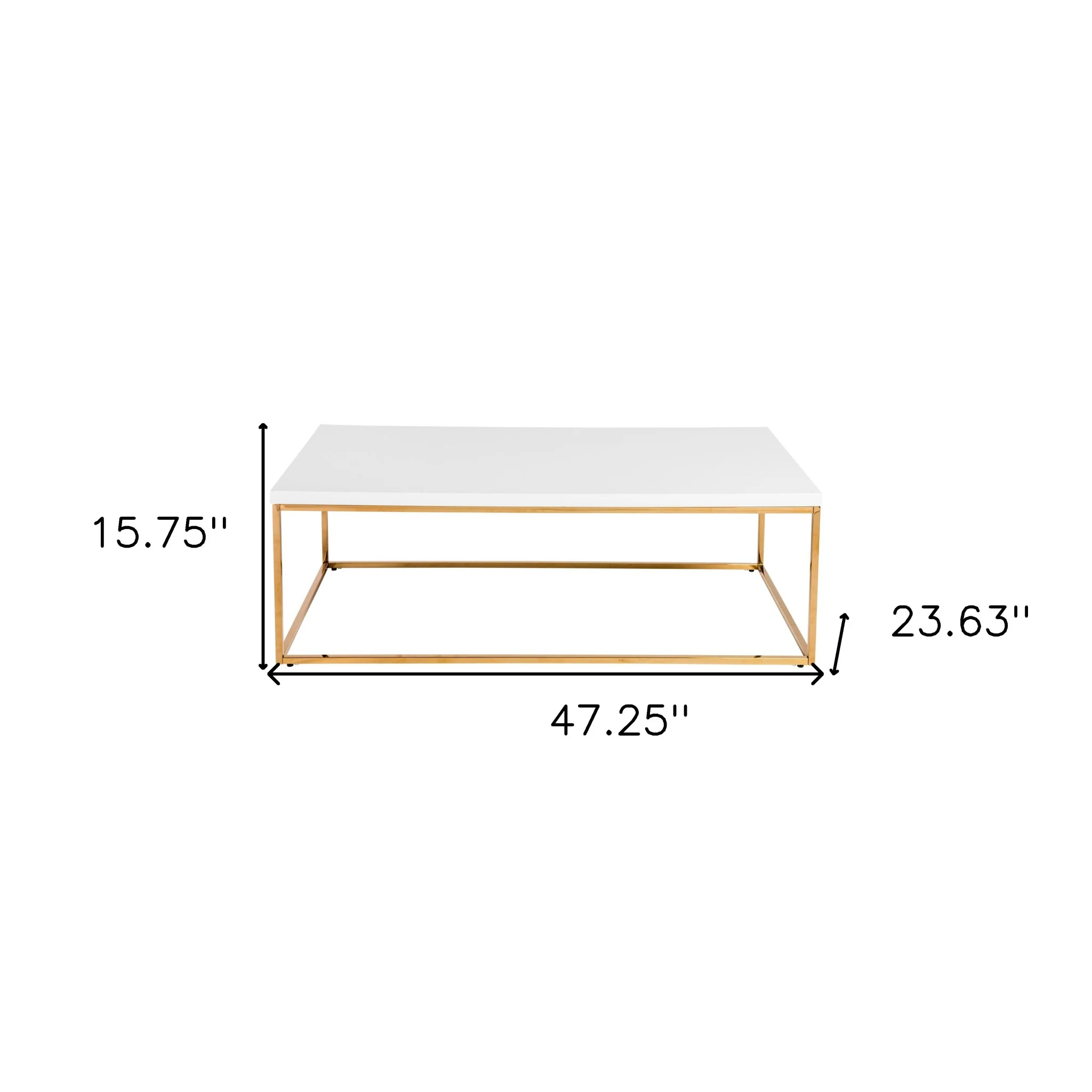 White and Gold High Gloss Coffee Table By Homeroots - Image 7