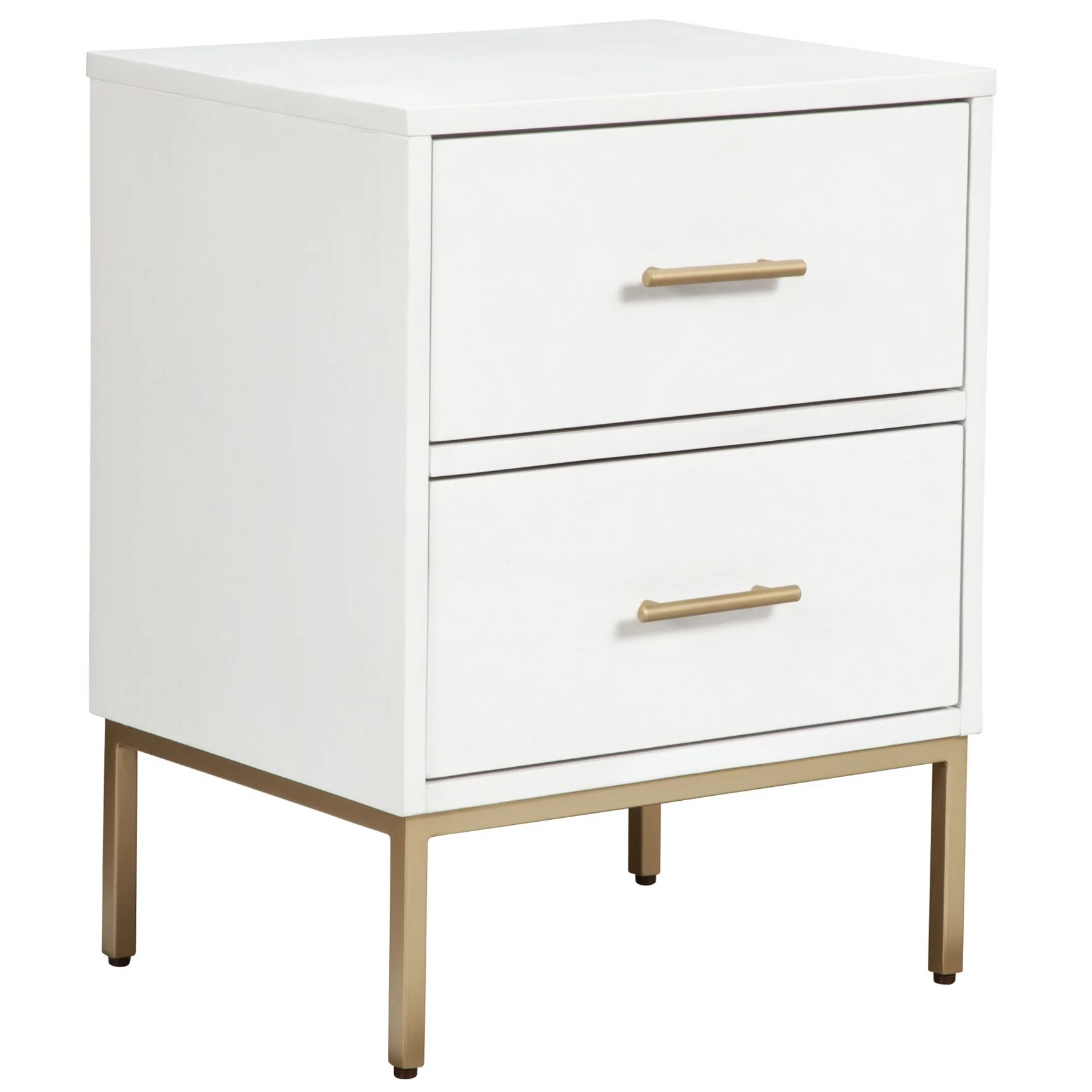 White And Gold Lines 2 Drawer Nightstand By Homeroots - Image 2