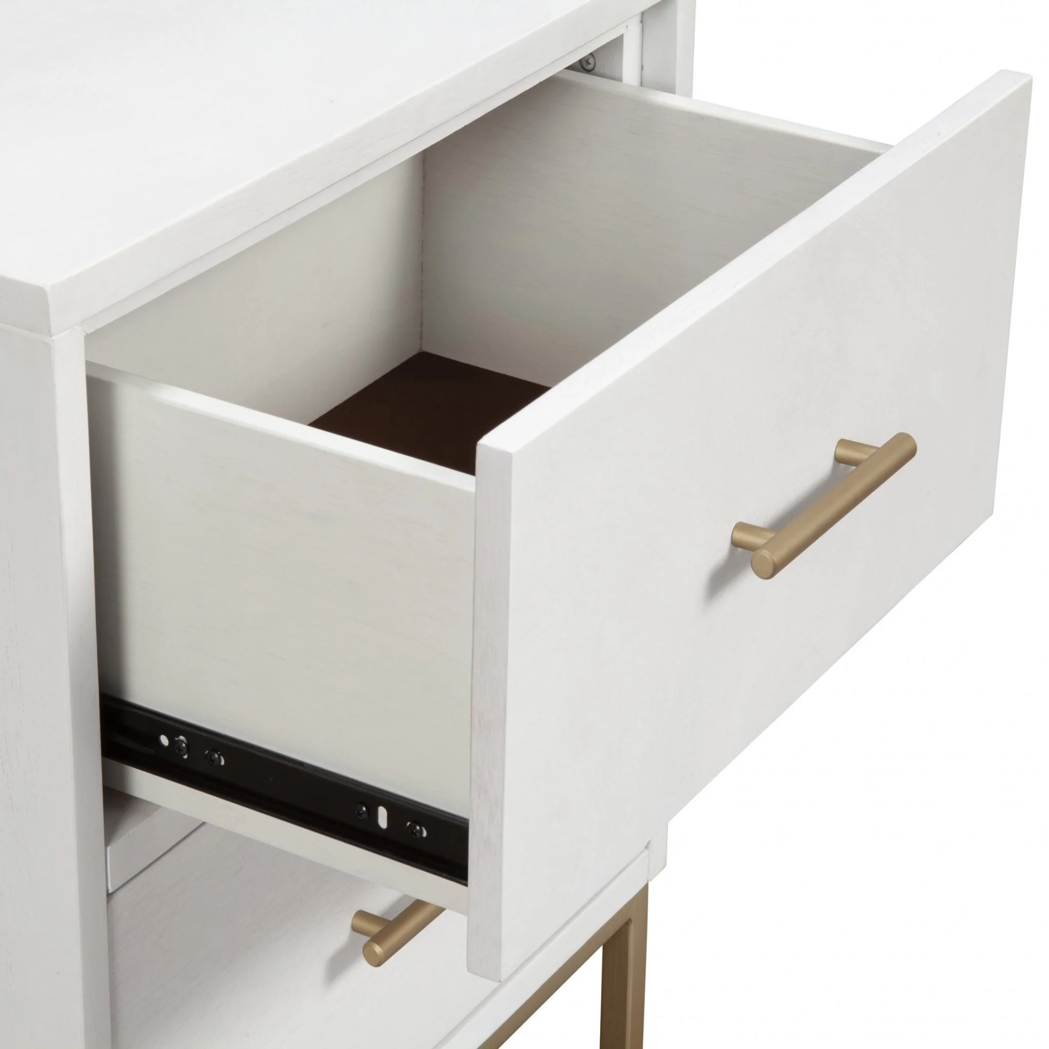White And Gold Lines 2 Drawer Nightstand By Homeroots - Image 3