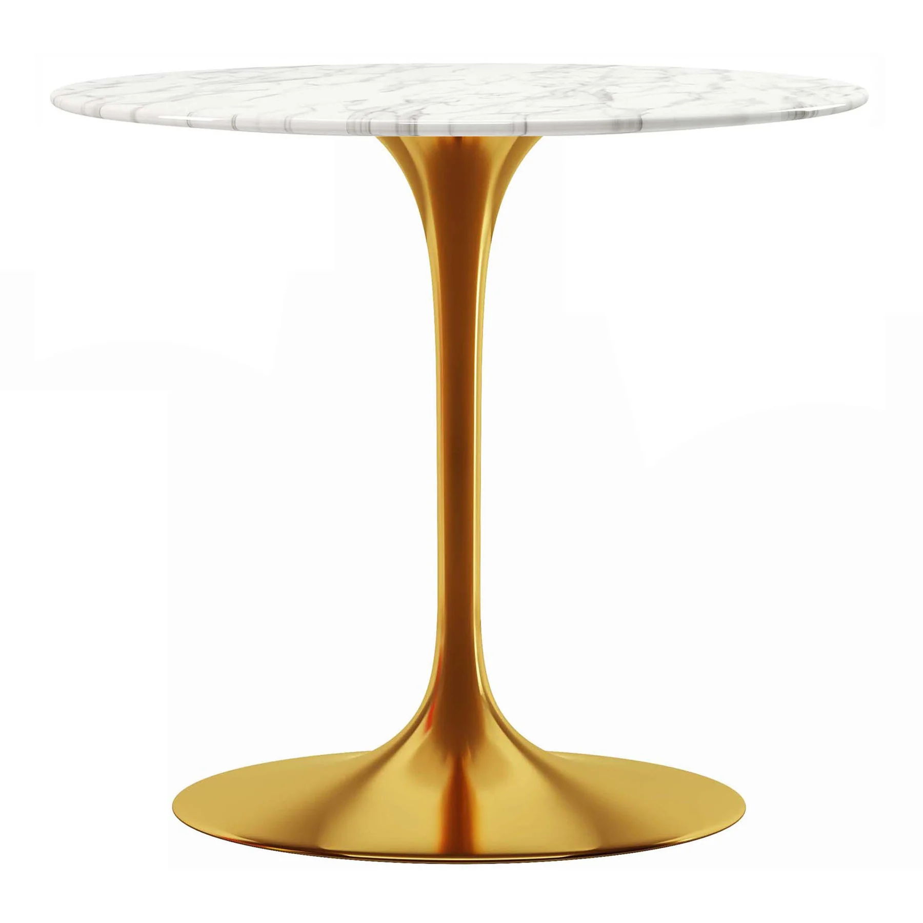 White And Gold Marble And Metal Dining Table By Homeroots - Image 2