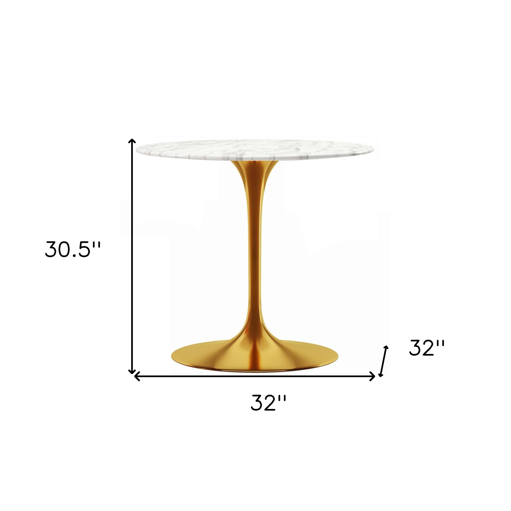 White And Gold Marble And Metal Dining Table By Homeroots - Image 7