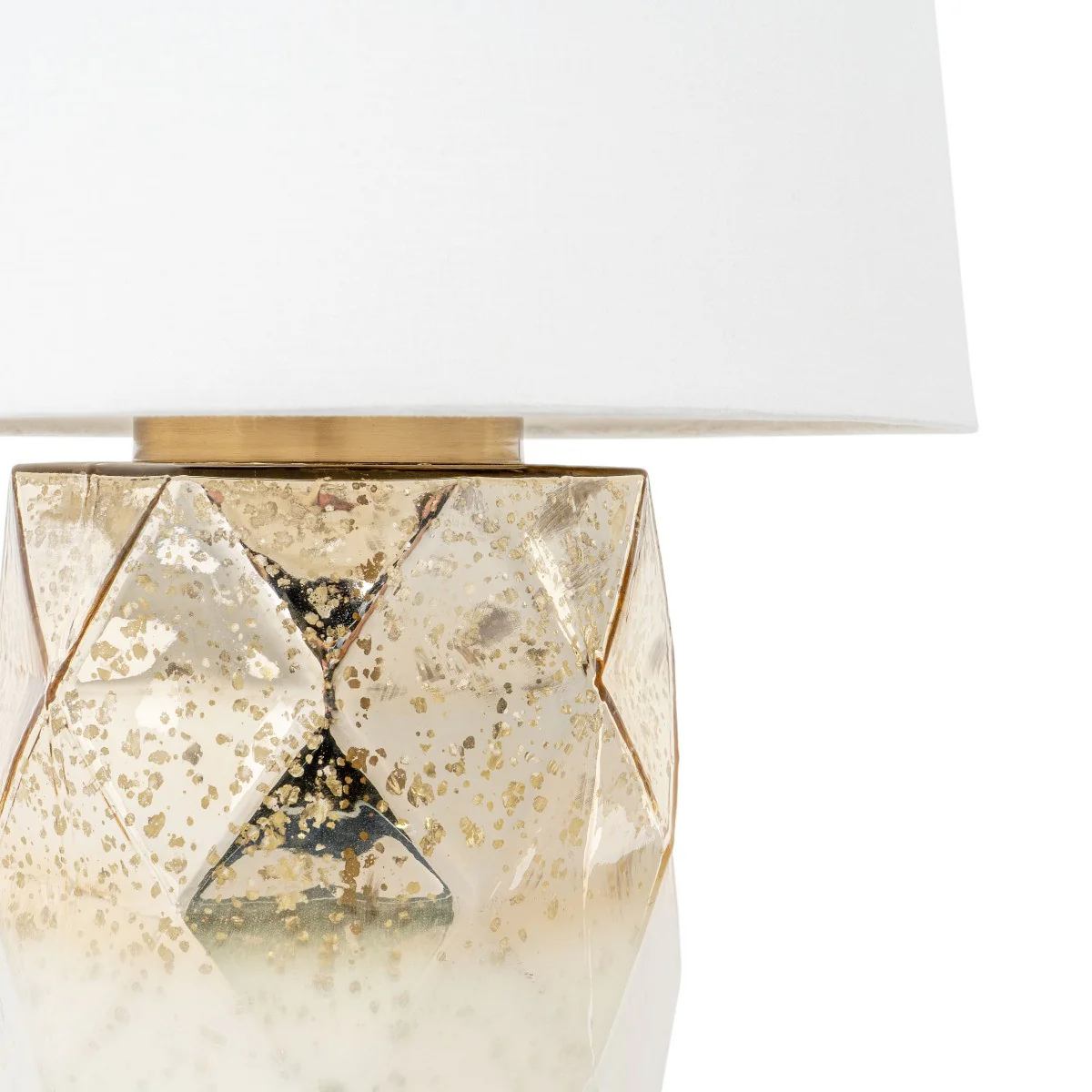 White and Gold Mercury Glass Table Lamp With White Cone Shade By Homeroots - Image 3