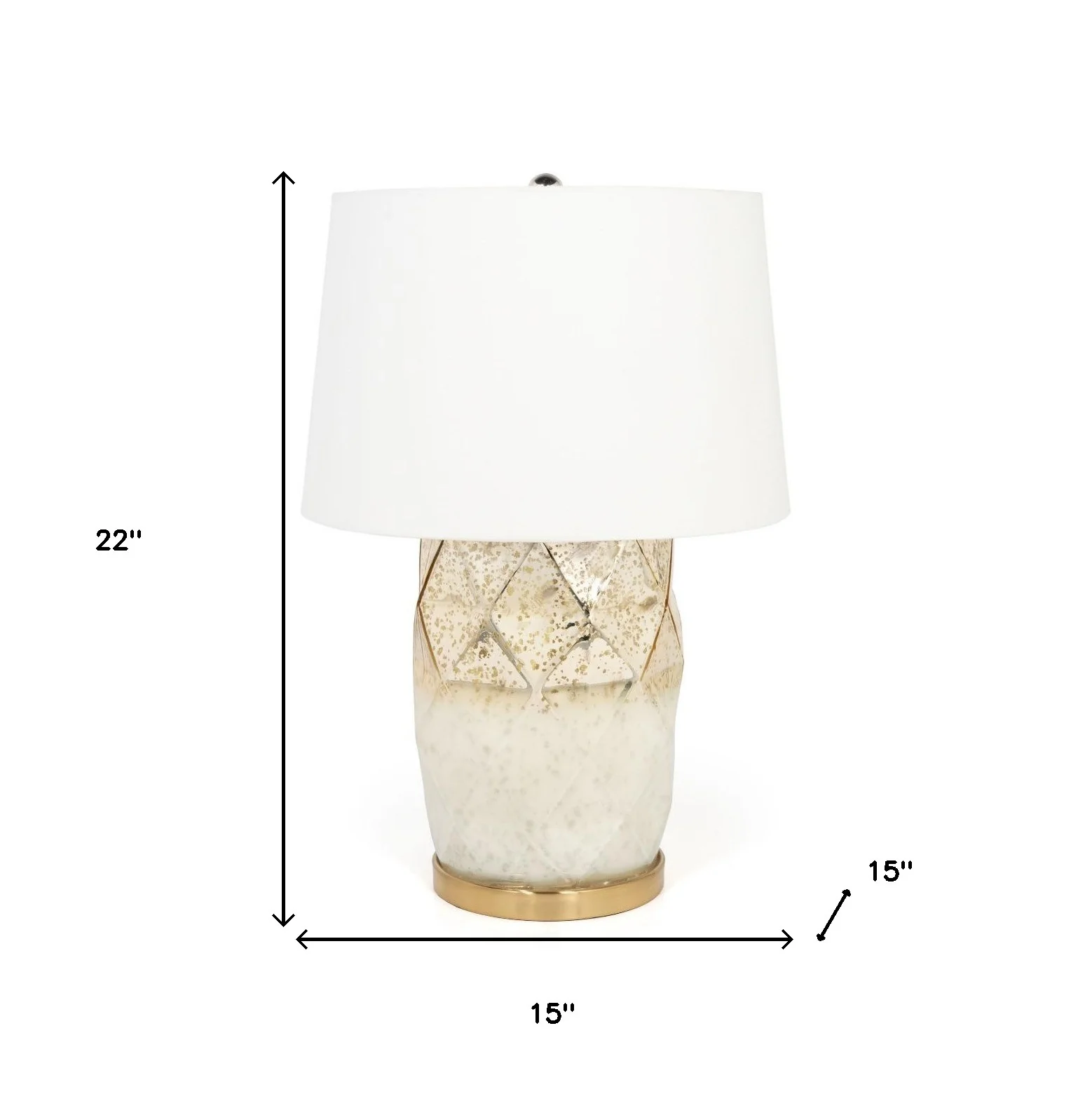 White and Gold Mercury Glass Table Lamp With White Cone Shade By Homeroots - Image 6