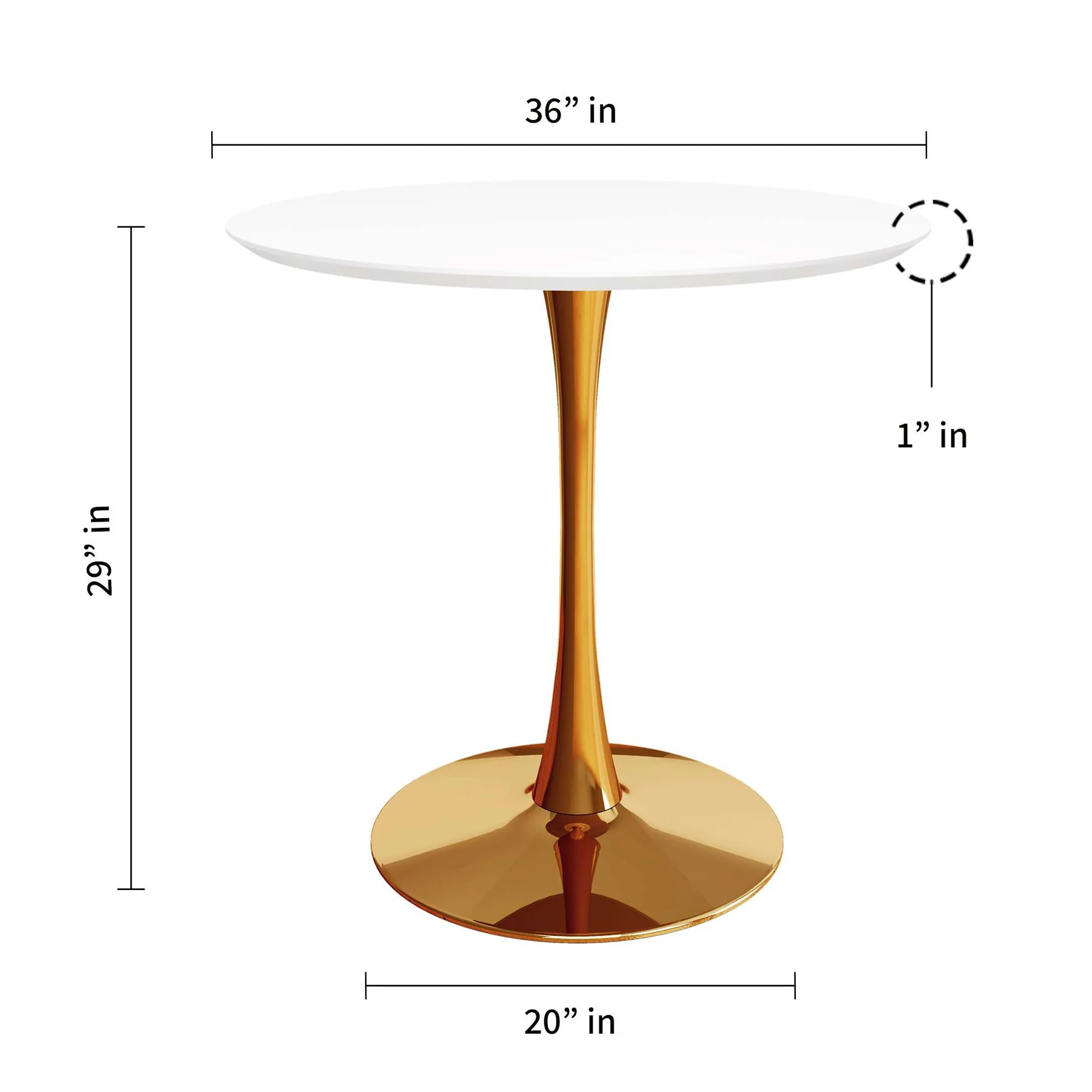 White And Gold Metal Dining Table By Homeroots - Image 4