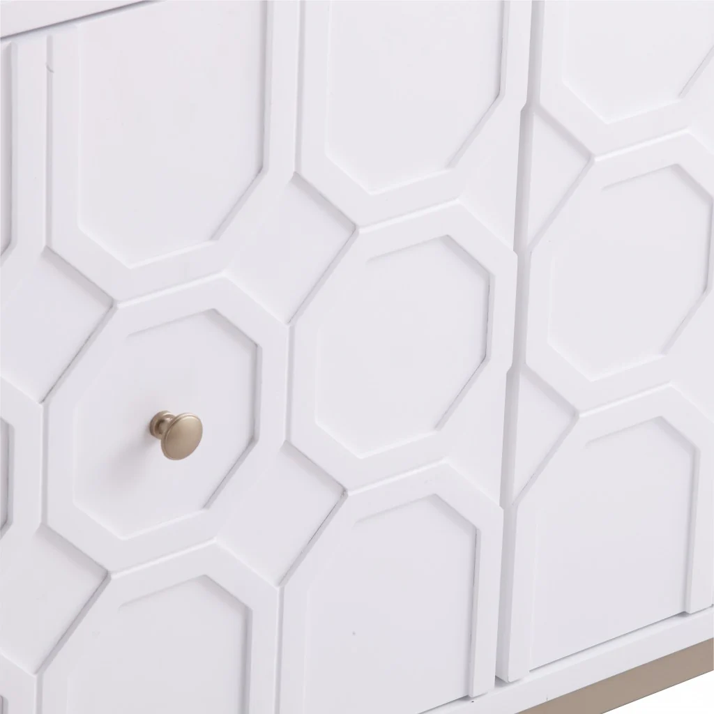 White And Gold Moroccan Dynasty Three Door Accent Cabinet By Homeroots - Image 9