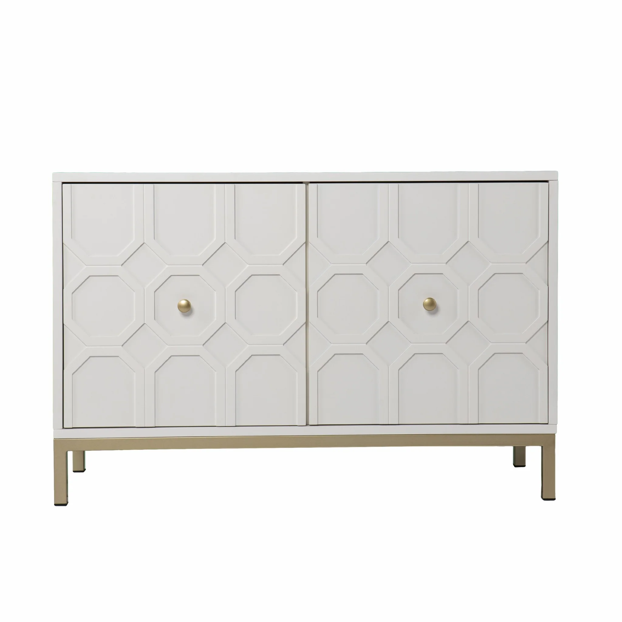 White And Gold Moroccan Dynasty Two Door Accent Cabinet By Homeroots - Image 4