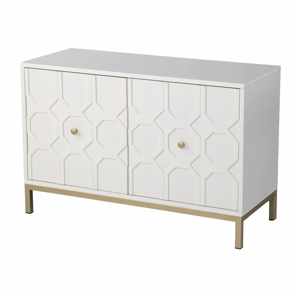 White And Gold Moroccan Dynasty Two Door Accent Cabinet By Homeroots - Image 5