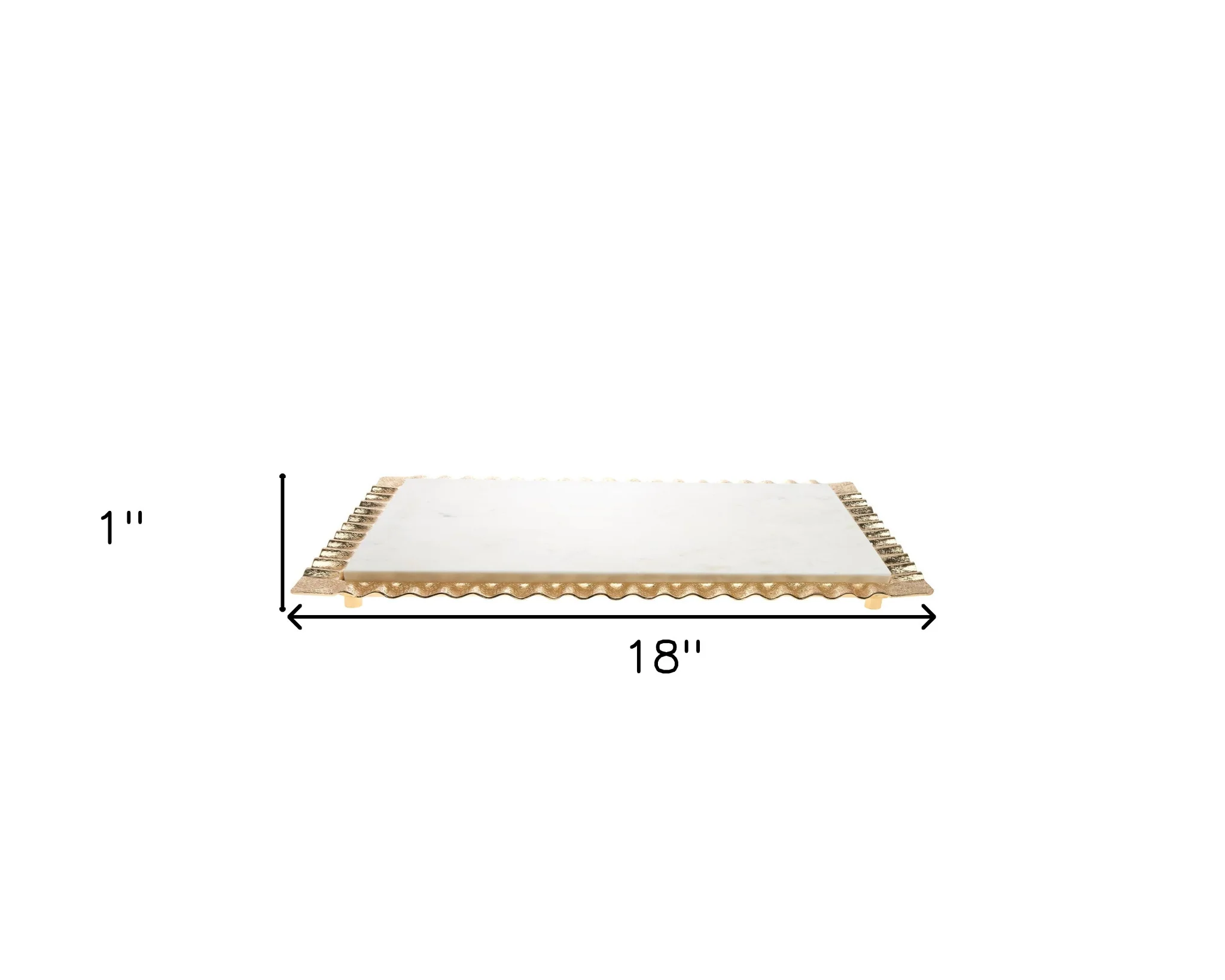 White and Gold Rectangular Marble Serving Tray By Homeroots - Image 5