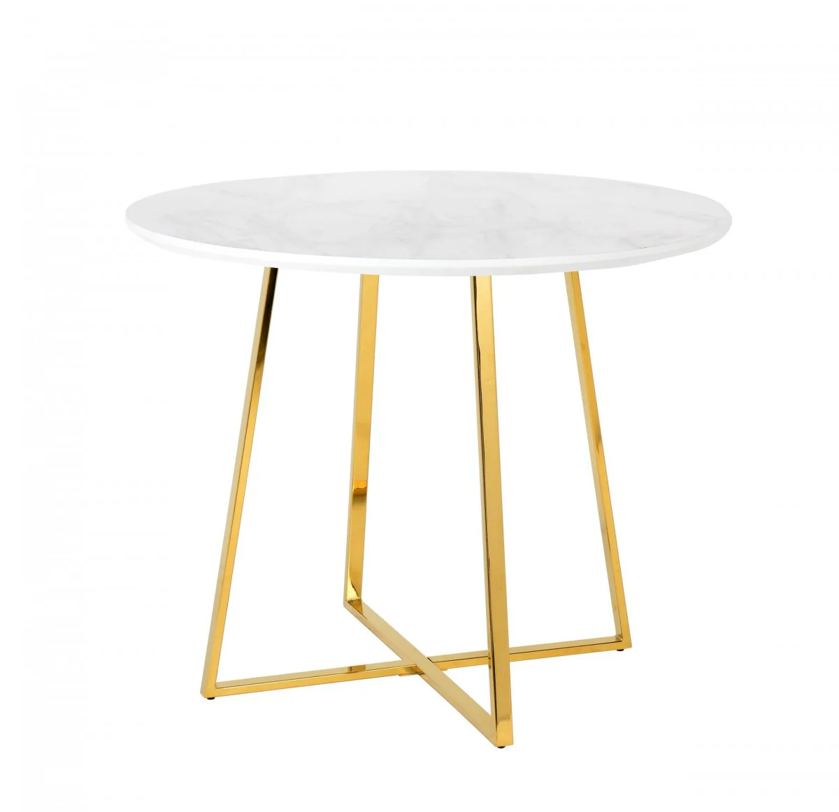 White And Gold Rounded Iron Pedestal Base Dining Table By Homeroots - Image 2