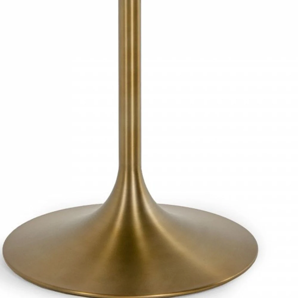 White And Gold Rounded Marble And Metal Dining Table By Homeroots - Image 3