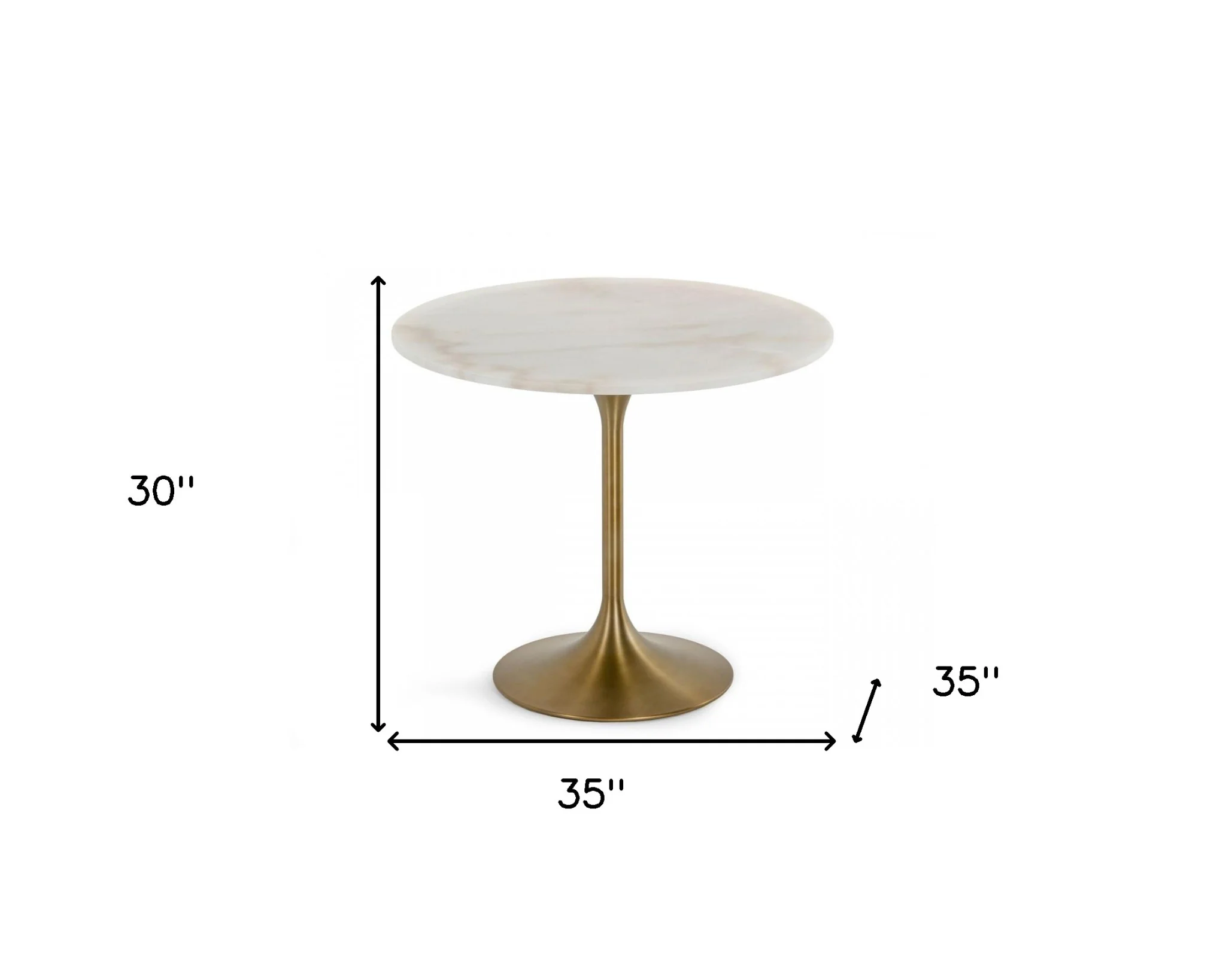 White And Gold Rounded Marble And Metal Dining Table By Homeroots - Image 5