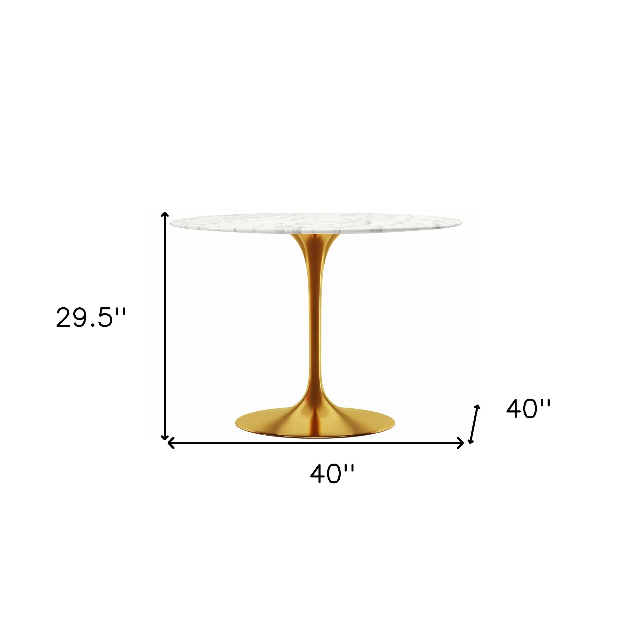 White And Gold Rounded Marble And Metal Pedestal Base Dining Table By Homeroots - Image 7