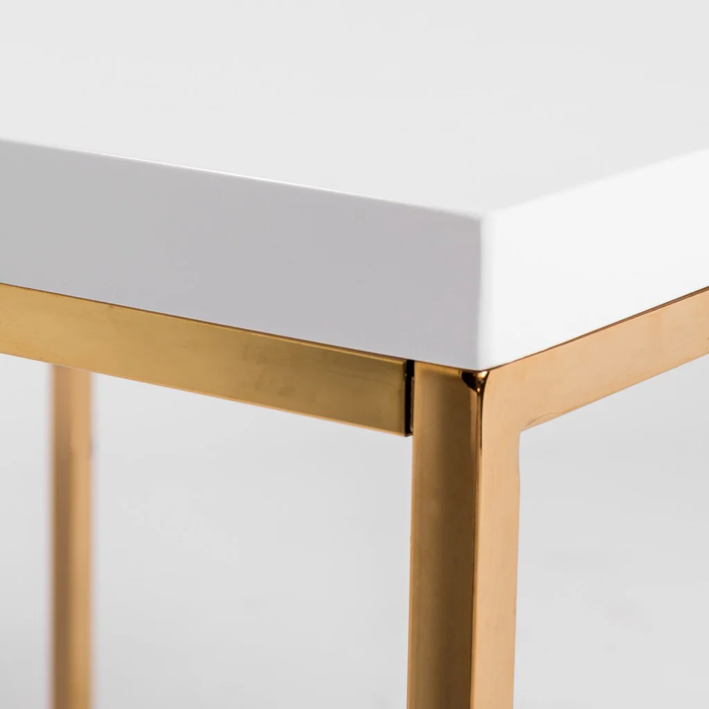 White and Gold Square Coffee Table By Homeroots - Image 3
