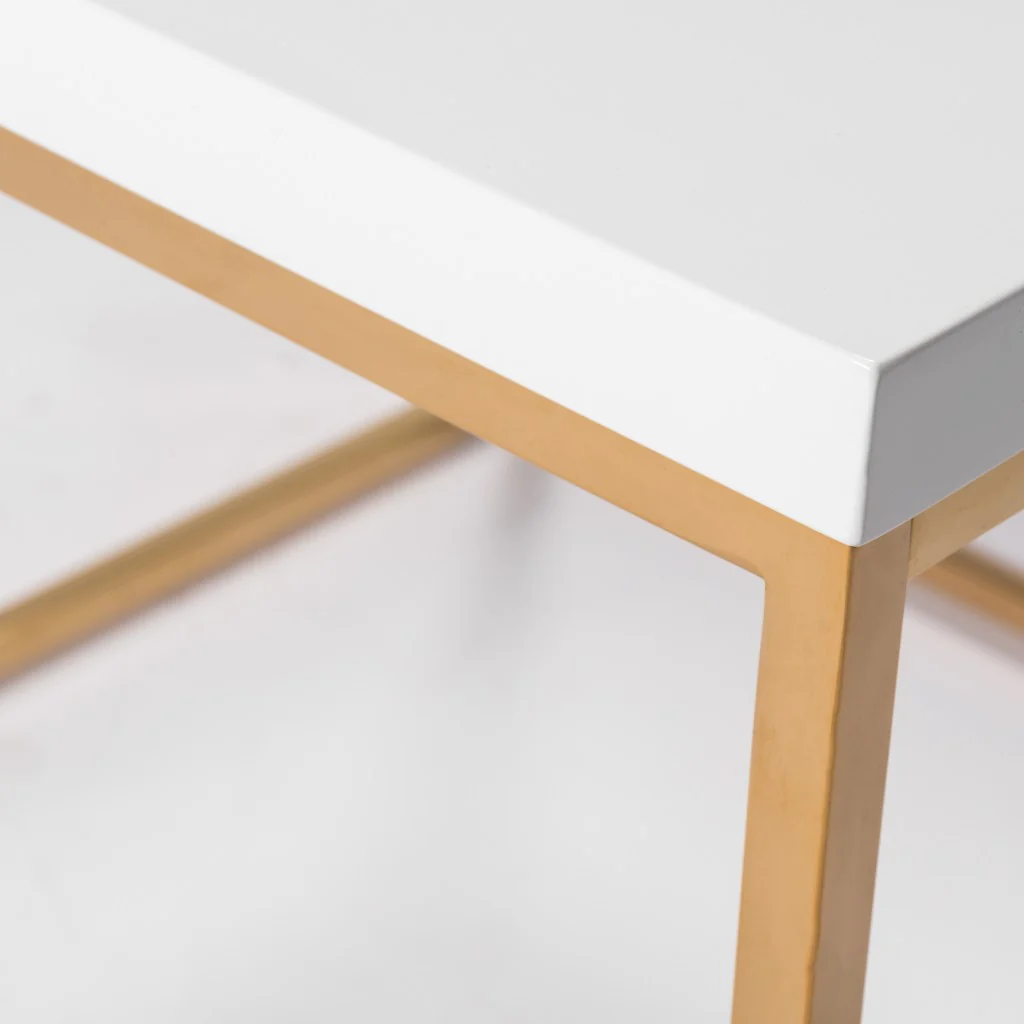 White and Gold Square Coffee Table By Homeroots - Image 4