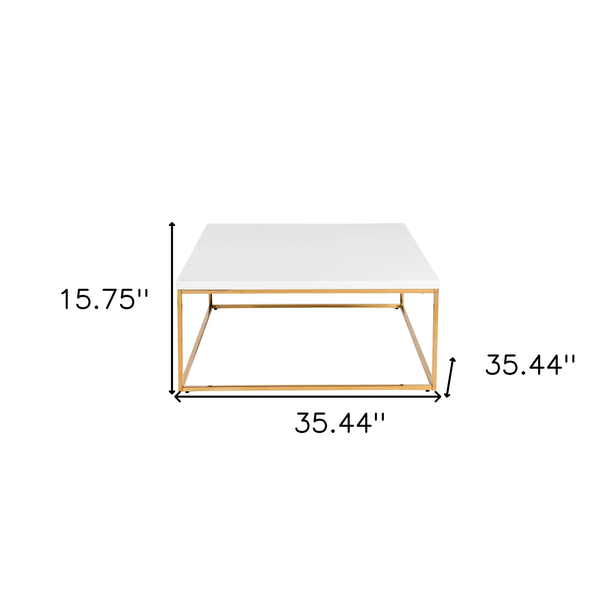 White and Gold Square Coffee Table By Homeroots - Image 5