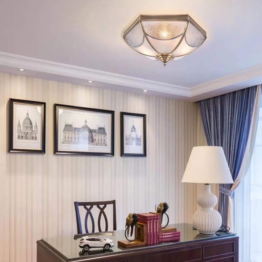 White and Gold Traditional Hexagon Ceiling Light Fixture By Homeroots - Image 5
