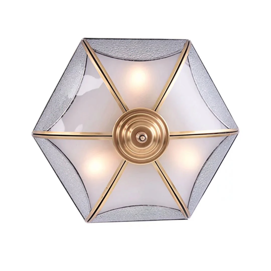 White and Gold Traditional Hexagon Ceiling Light Fixture By Homeroots - Image 6