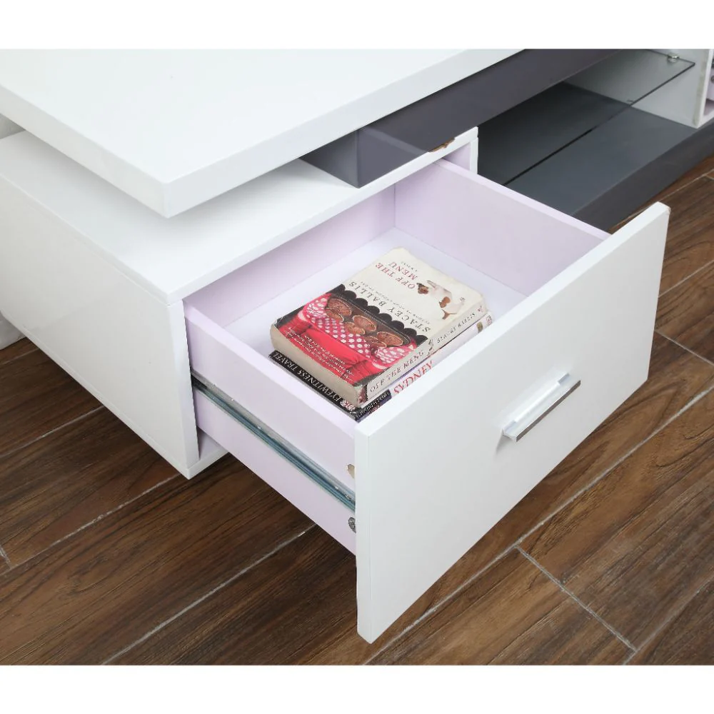White And Gray Mdf Tv Stand By Homeroots - Image 5