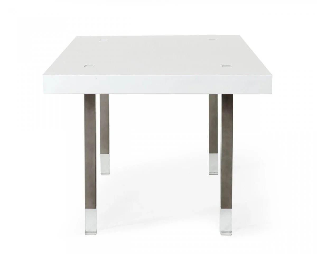 White And Gray Stainless Steel Dining Table By Homeroots - Image 3