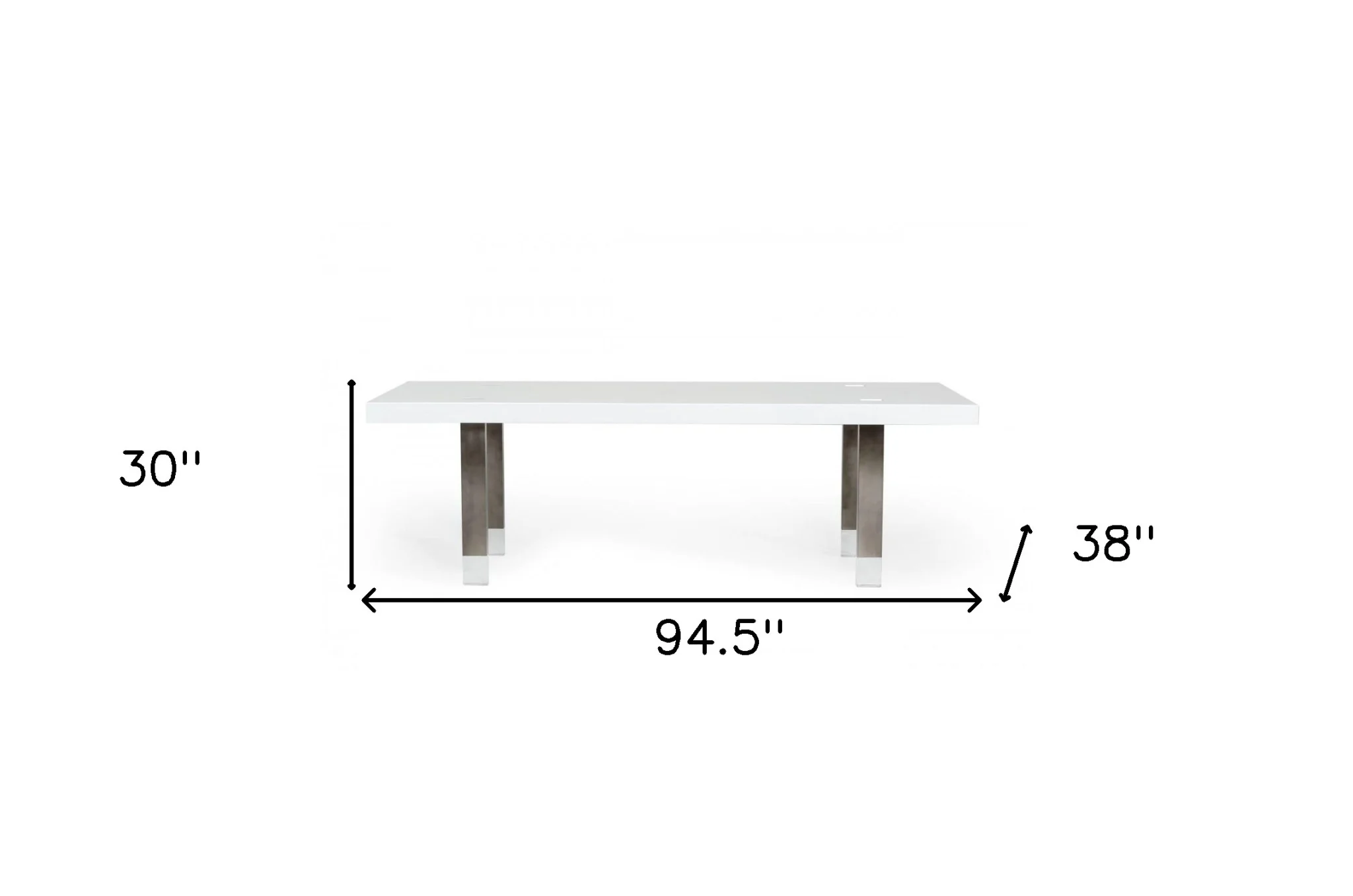 White And Gray Stainless Steel Dining Table By Homeroots - Image 4