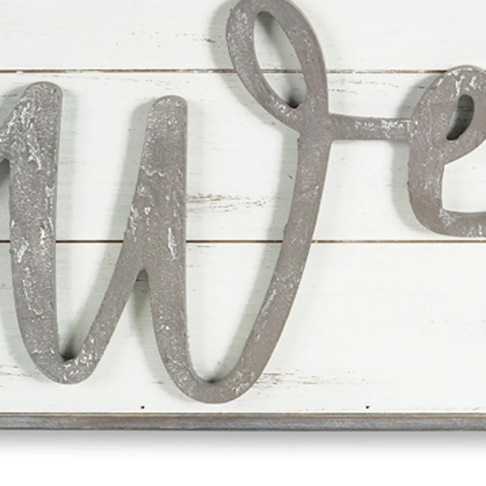 White And Gray Welcome Solid and Manufactured Wood Wall Decor By Homeroots - Image 4