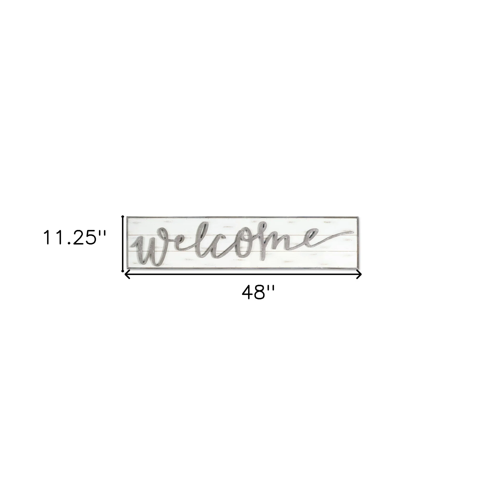 White And Gray Welcome Solid and Manufactured Wood Wall Decor By Homeroots - Image 6