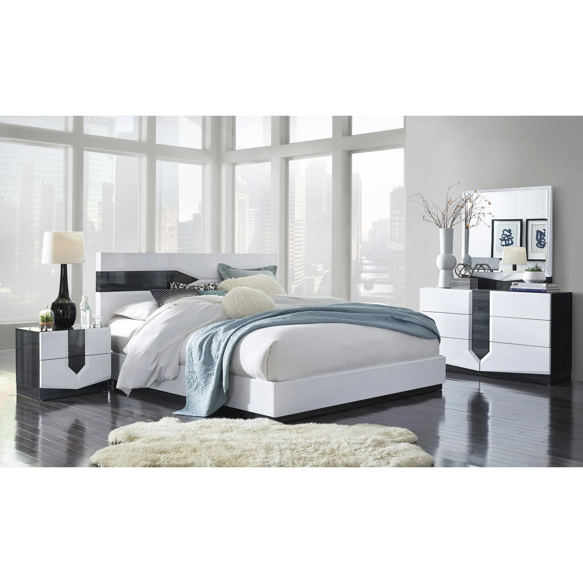 White and Grey Mirror with Rectangular Wood Trim By Homeroots - Image 3
