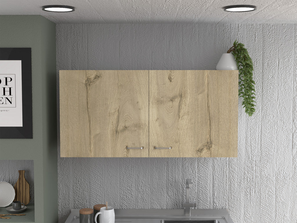 White And Light Oak Standard Accent Cabinet With One Shelf By Homeroots - Image 4