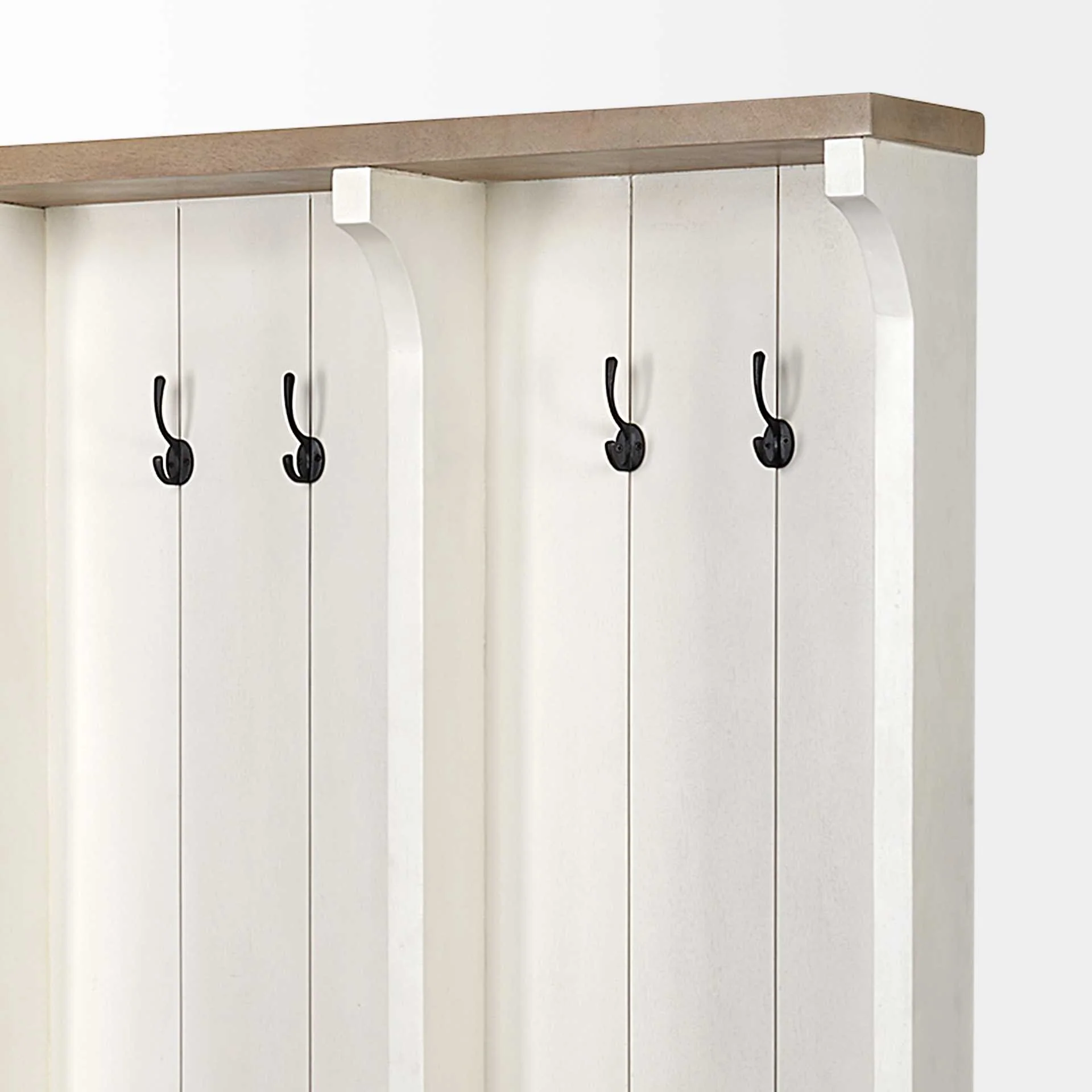 White and Medium Brown Wood Hall Tree with Storage By Homeroots - Image 6