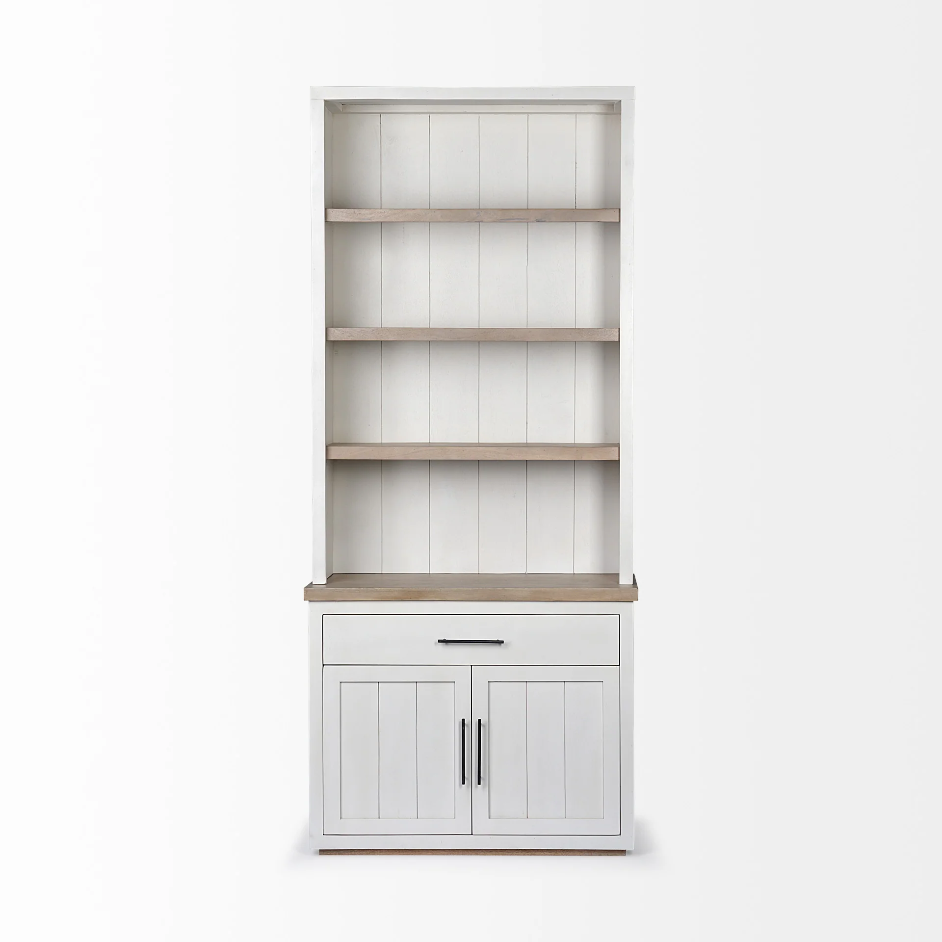 White and Medium Brown Wood Shelving Unit with 3 Shelves By Homeroots - Image 2