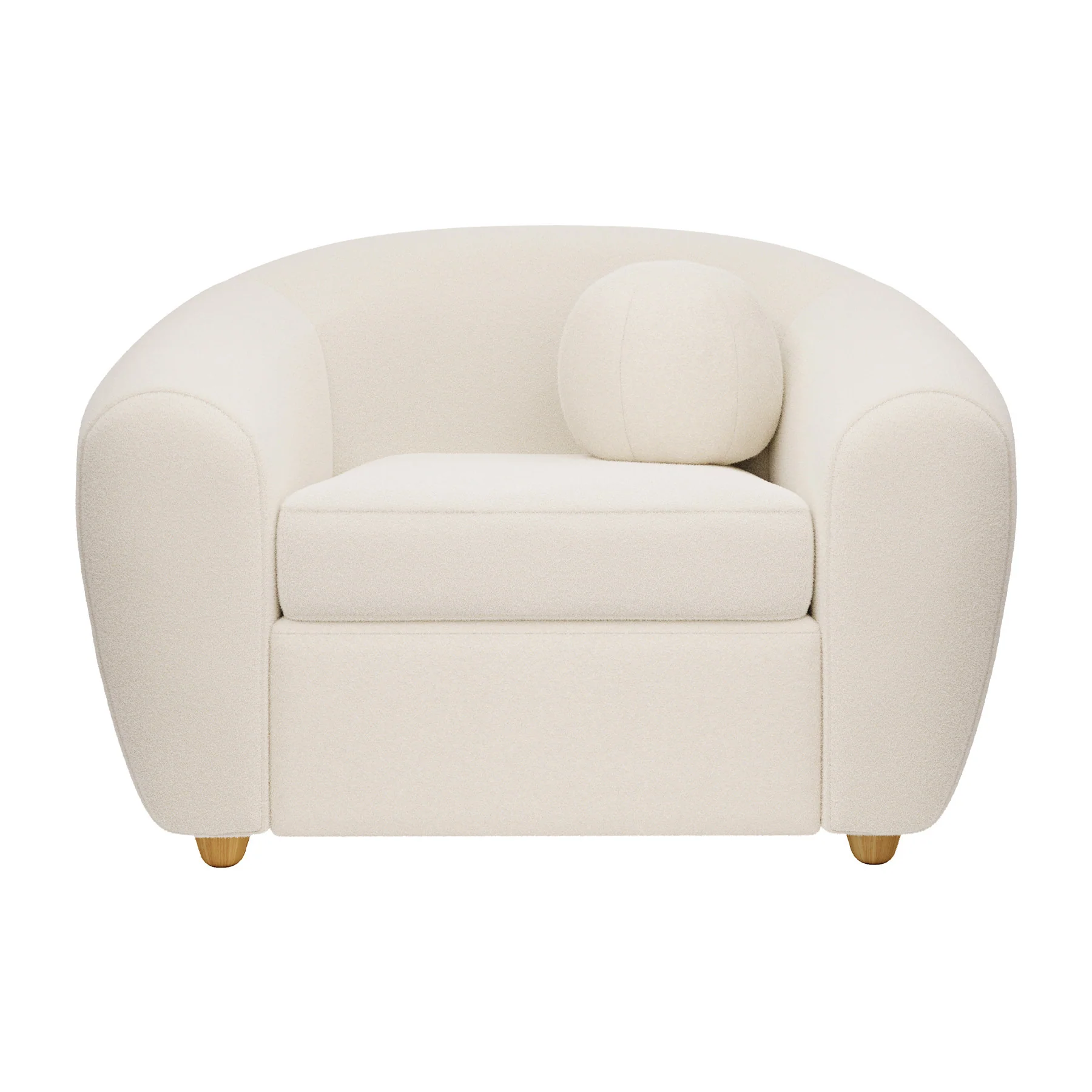 White and Natural Boucle Arm Chair By Homeroots - Image 2