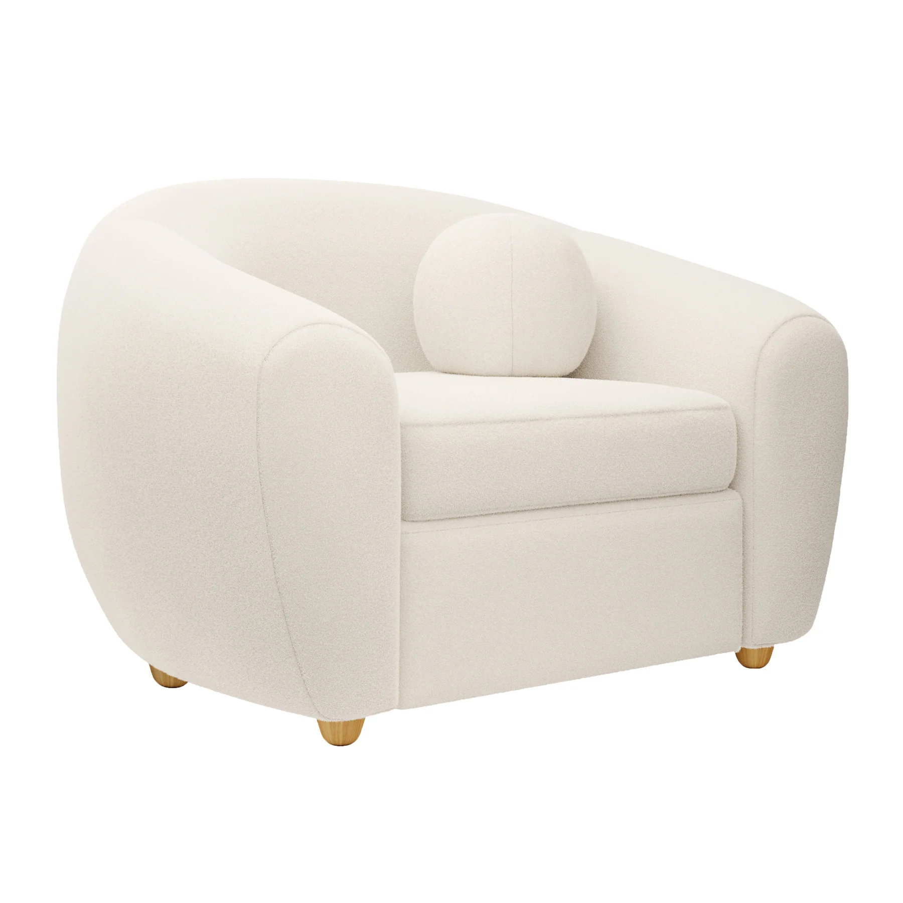 White and Natural Boucle Arm Chair By Homeroots - Image 3