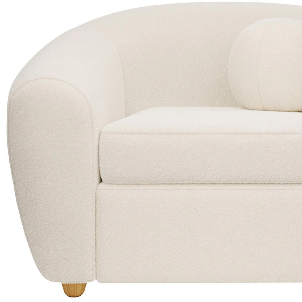 White and Natural Boucle Arm Chair By Homeroots - Image 7