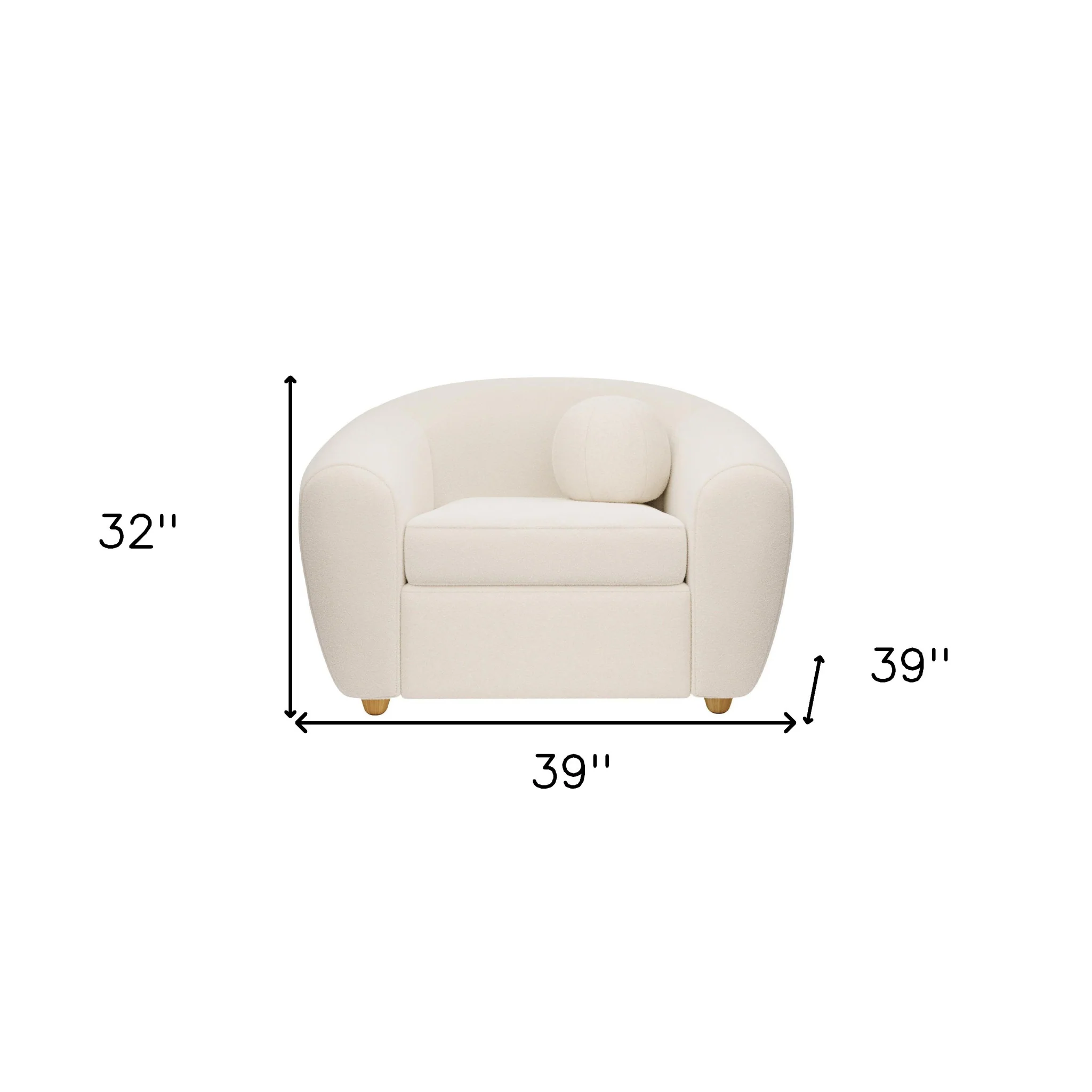 White and Natural Boucle Arm Chair By Homeroots - Image 8