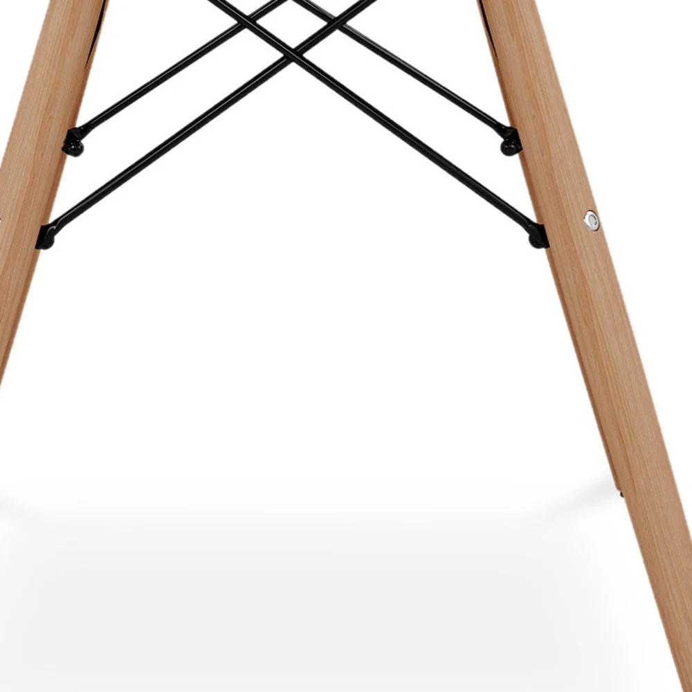 White And Natural Heavy Duty Plastic And Solid Wood Dining Arm Chair By Homeroots - Image 5