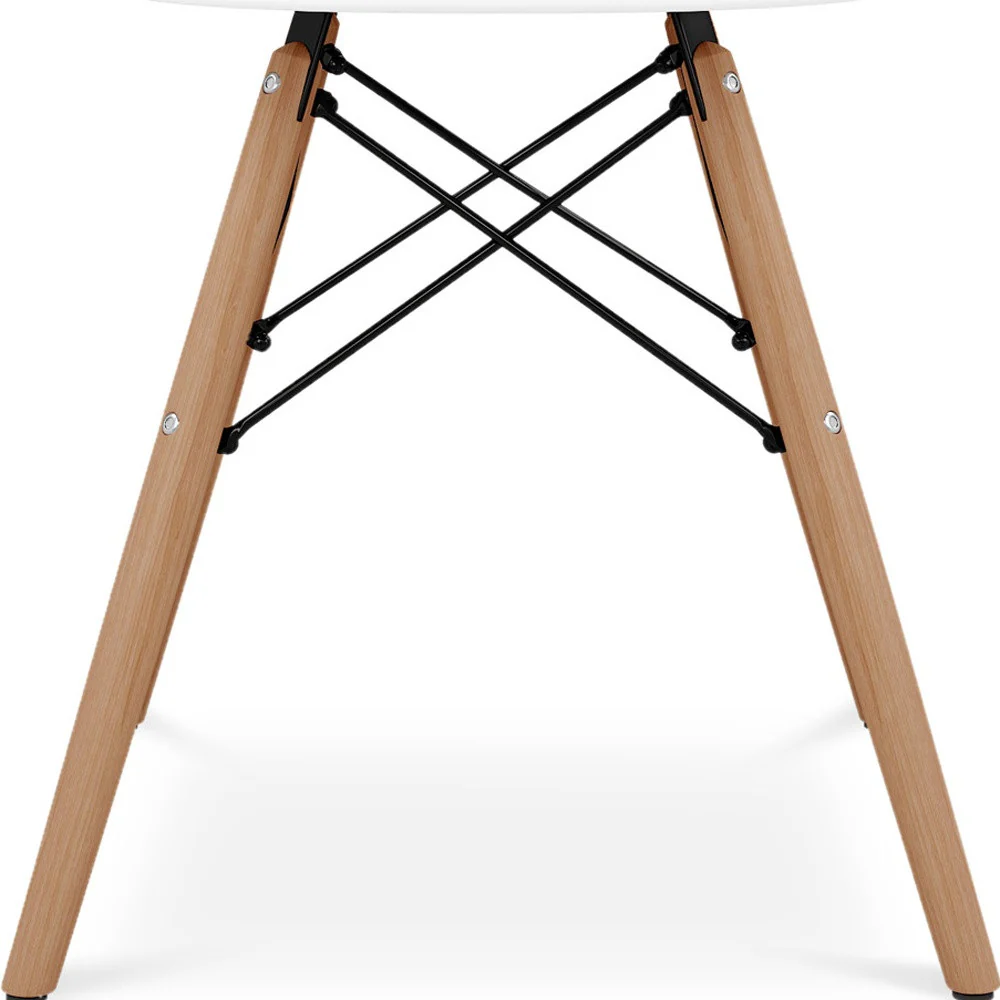White And Natural Heavy Duty Plastic And Solid Wood Dining Arm Chair By Homeroots - Image 6