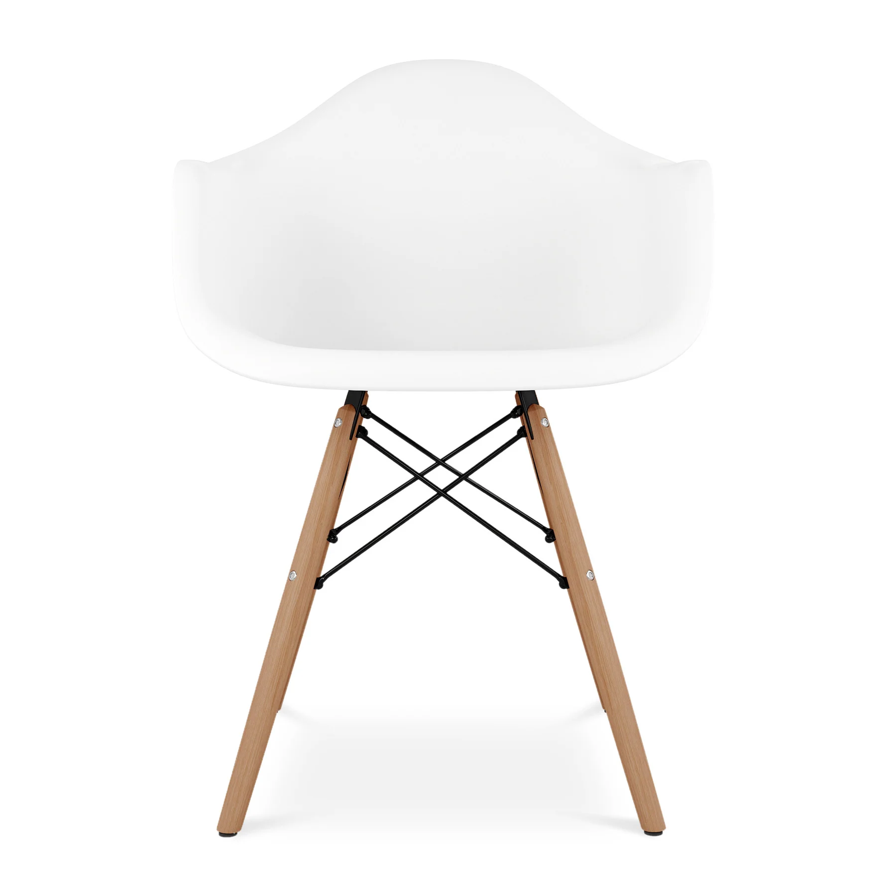 White And Natural Heavy Duty Plastic And Solid Wood Dining Arm Chair By Homeroots - Image 8