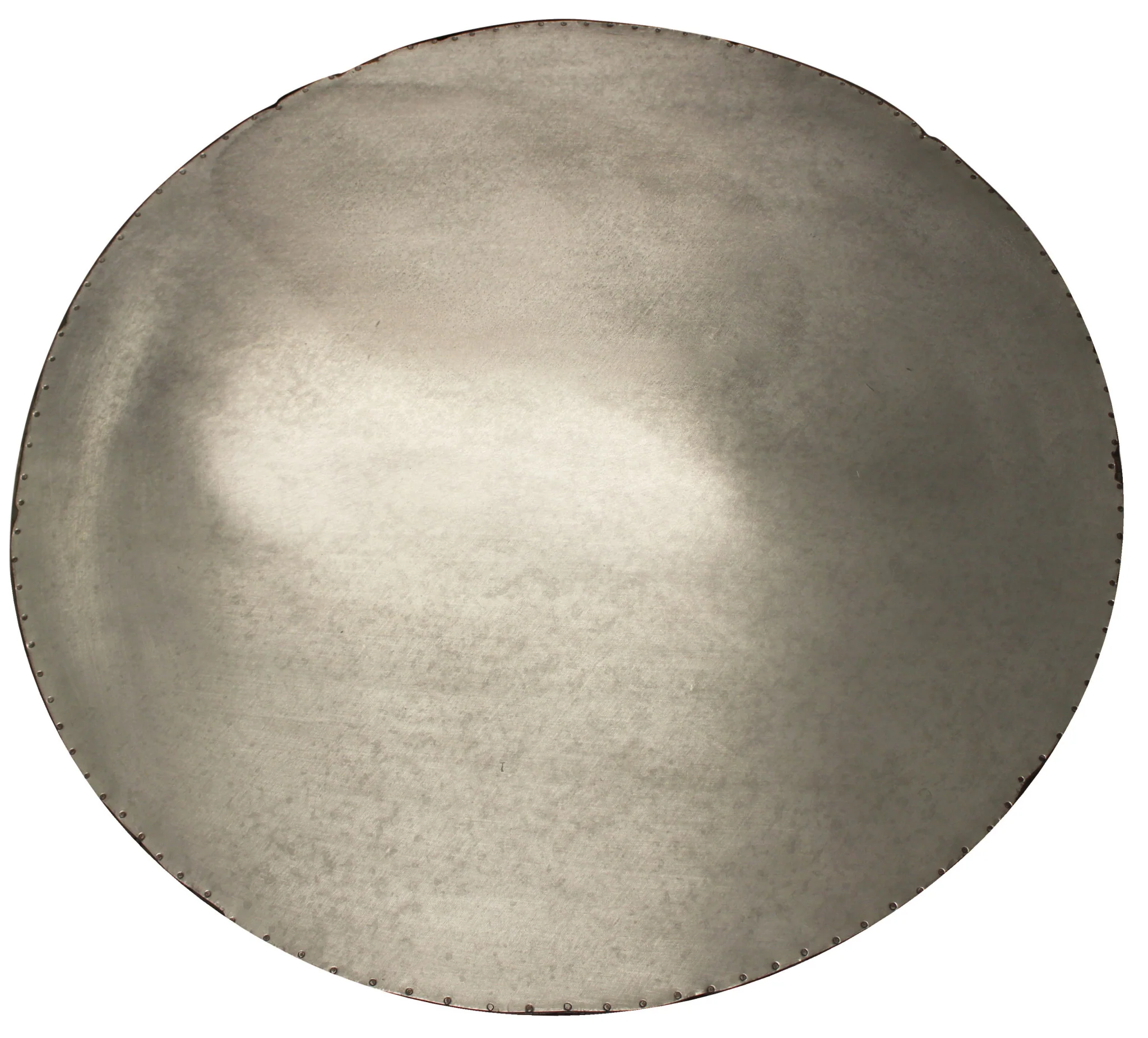 White and Natural Iron and Solid Wood Round Drum Coffee Table By Homeroots - Image 4