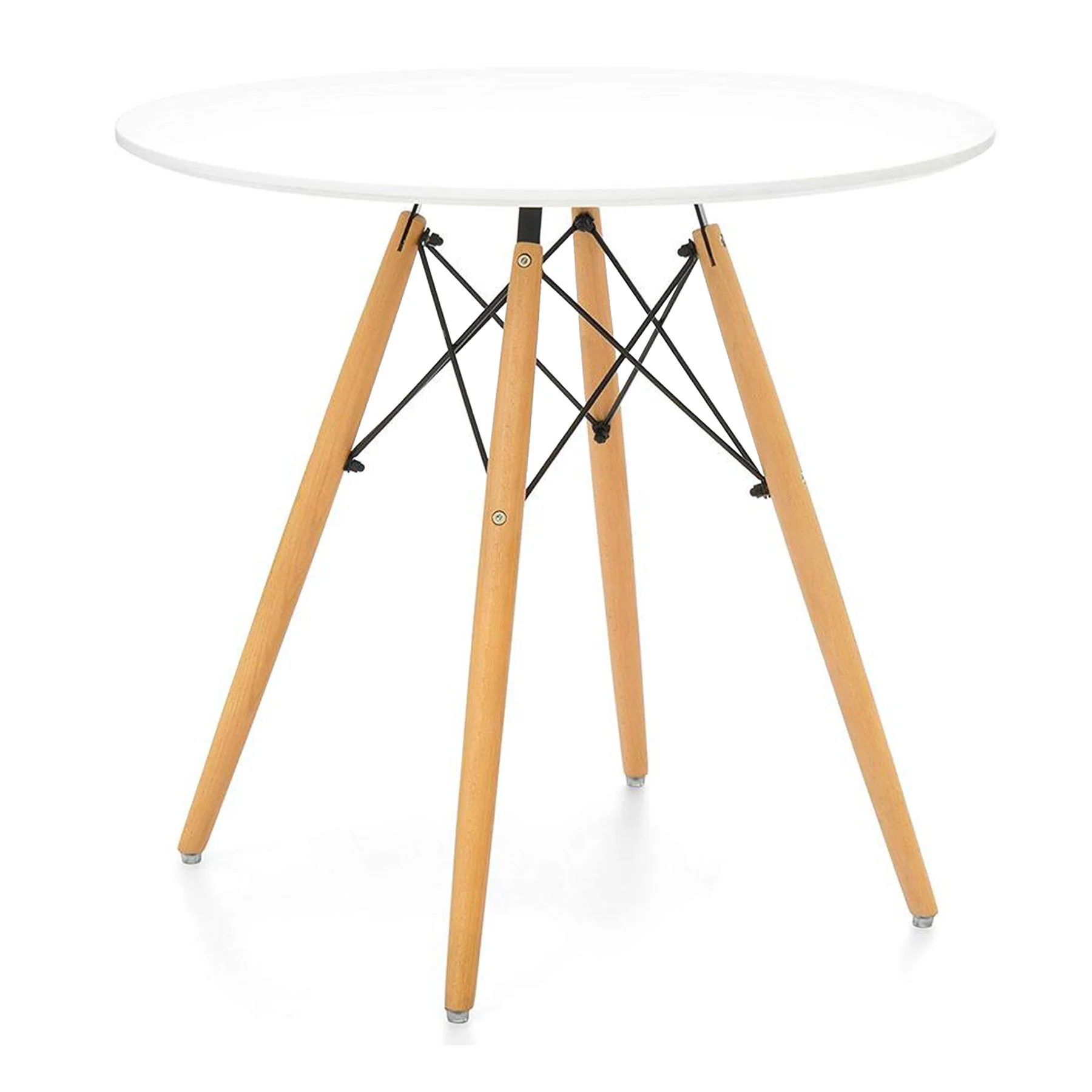 White And Natural Rounded Fiberglass And Solid Wood Dining Table By Homeroots - Image 2