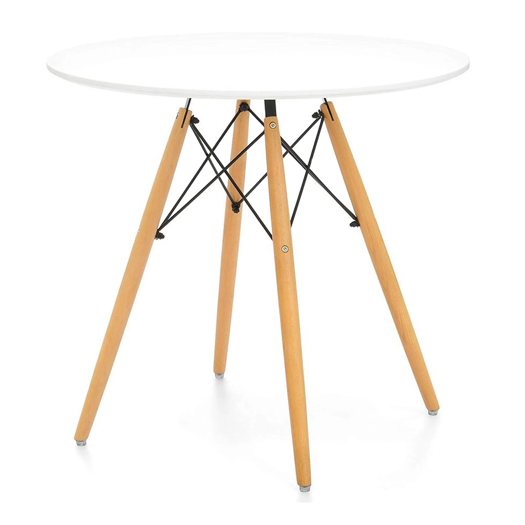 White And Natural Rounded Fiberglass And Solid Wood Dining Table By Homeroots - Image 6
