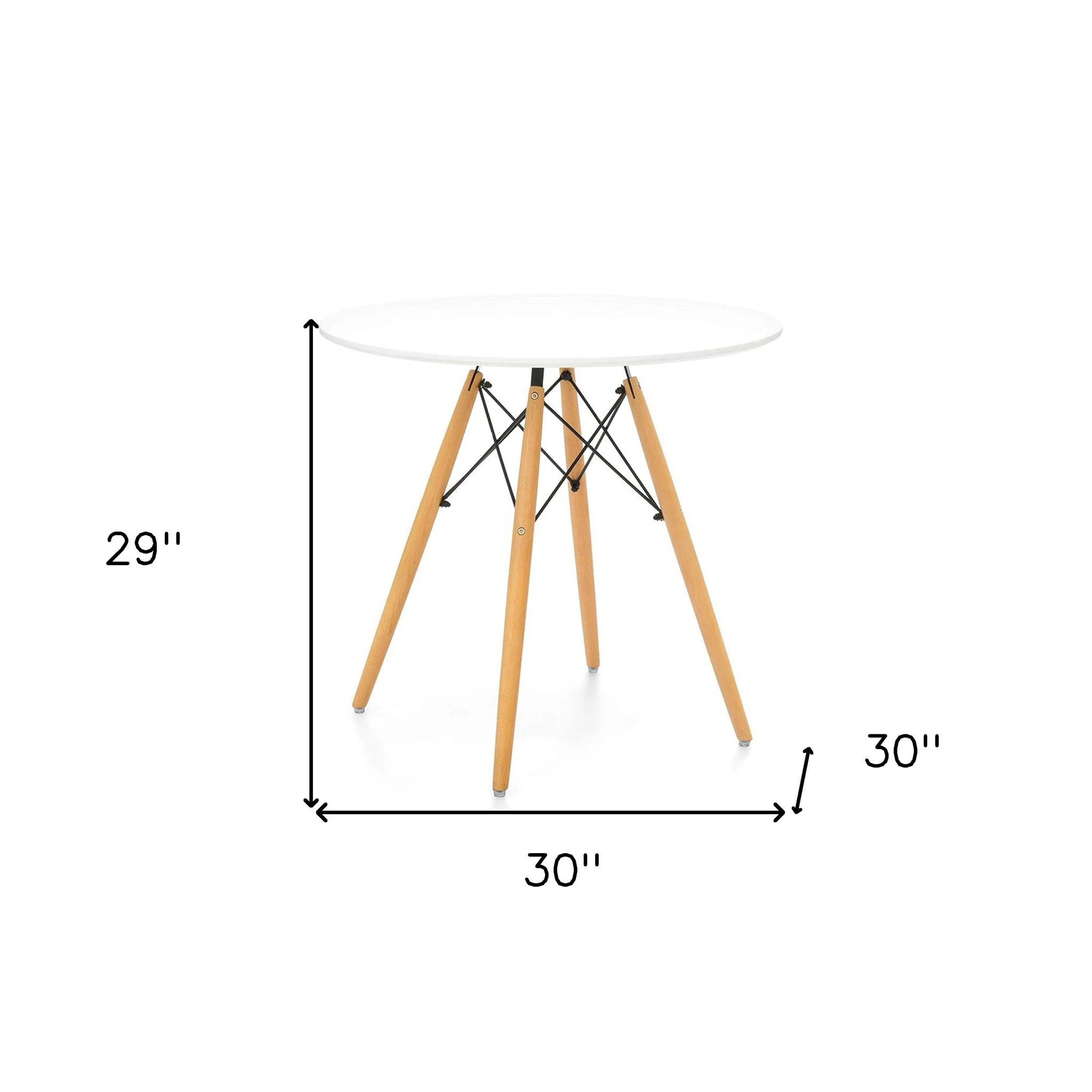 White And Natural Rounded Fiberglass And Solid Wood Dining Table By Homeroots - Image 7