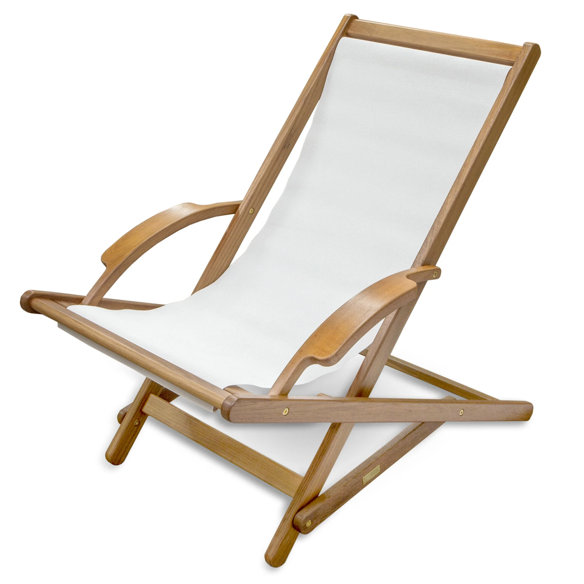 White and Natural Wood Solid Wood Indoor Outdoor Deck Chair By Homeroots - Image 6