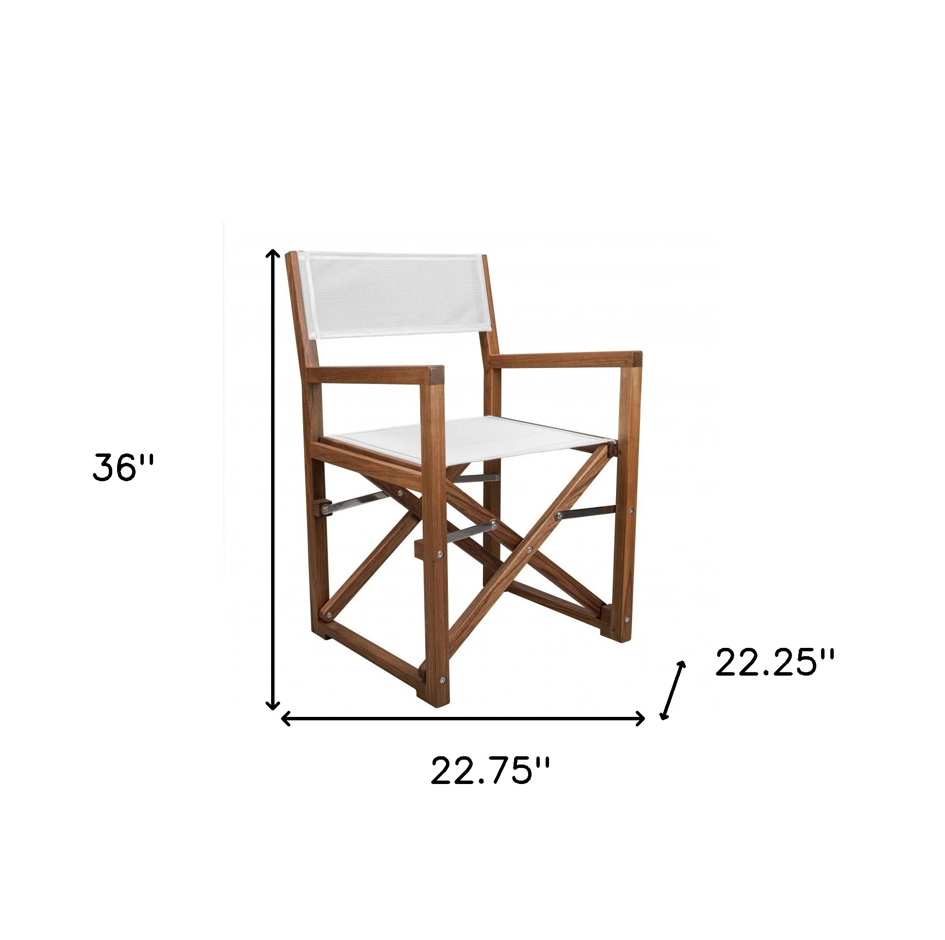 White and Natural Wood Solid Wood Indoor Outdoor Director Chair By Homeroots - Image 3