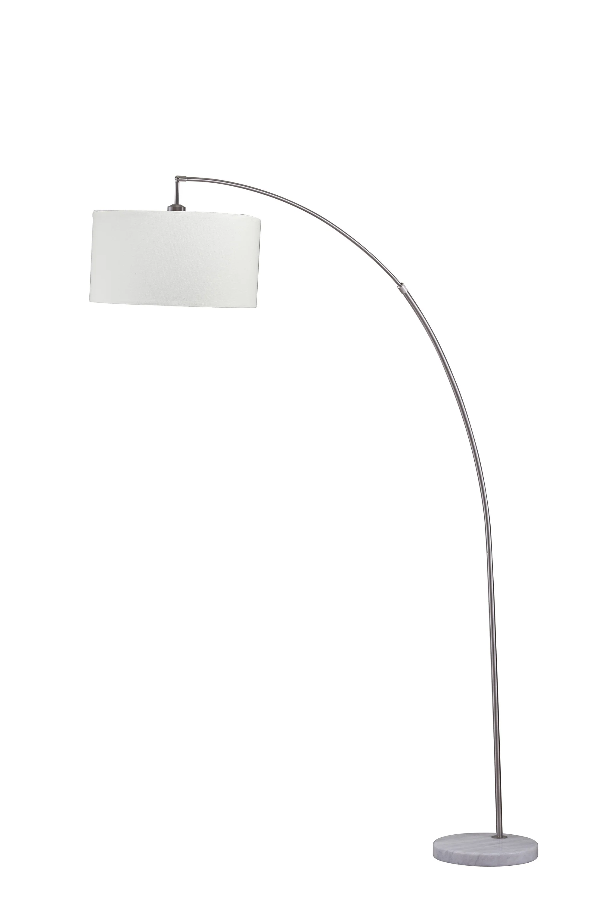 White And Silver Arc Floor Lamp With White Drum Shade By Homeroots - Image 2