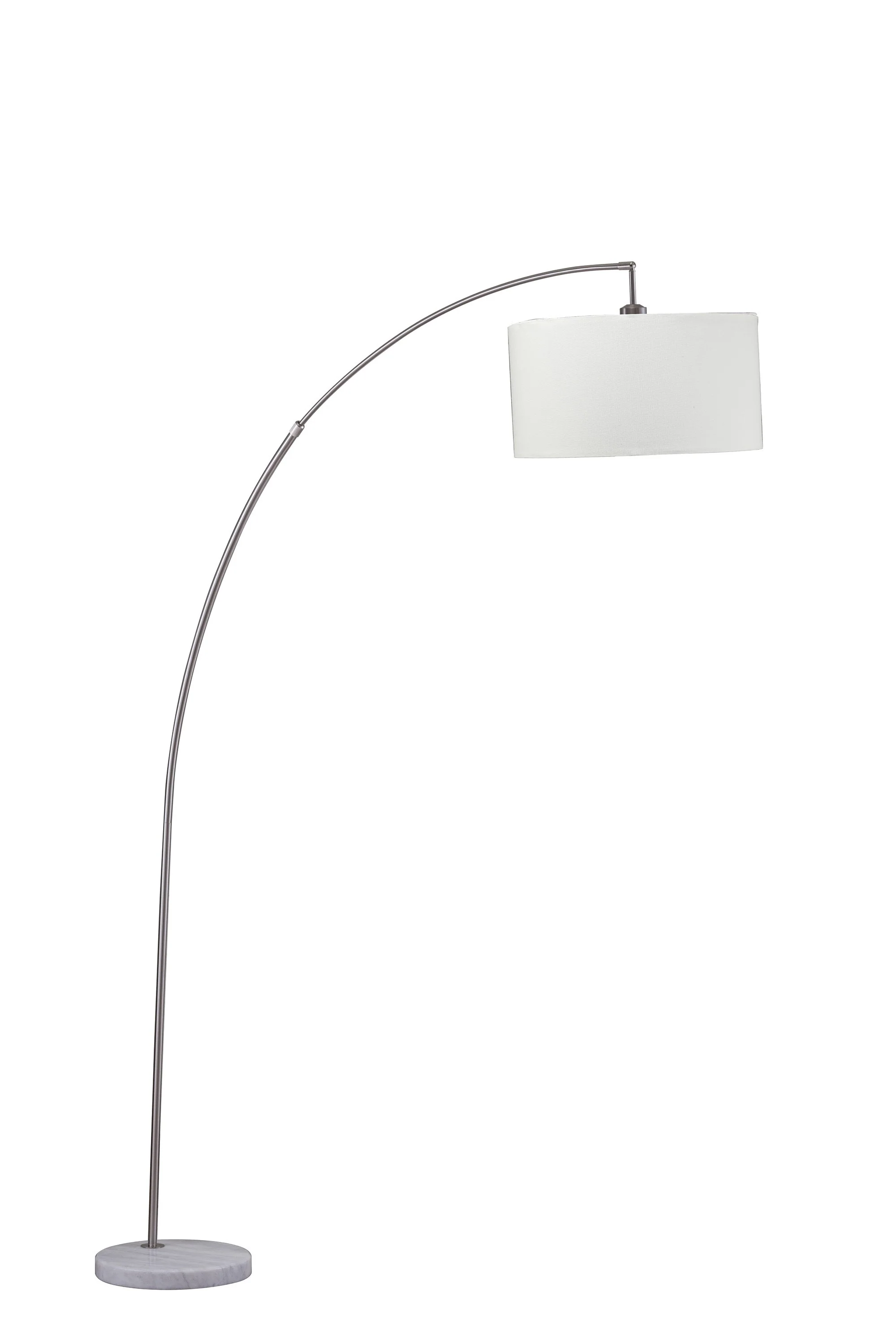 White And Silver Arc Floor Lamp With White Drum Shade By Homeroots - Image 3