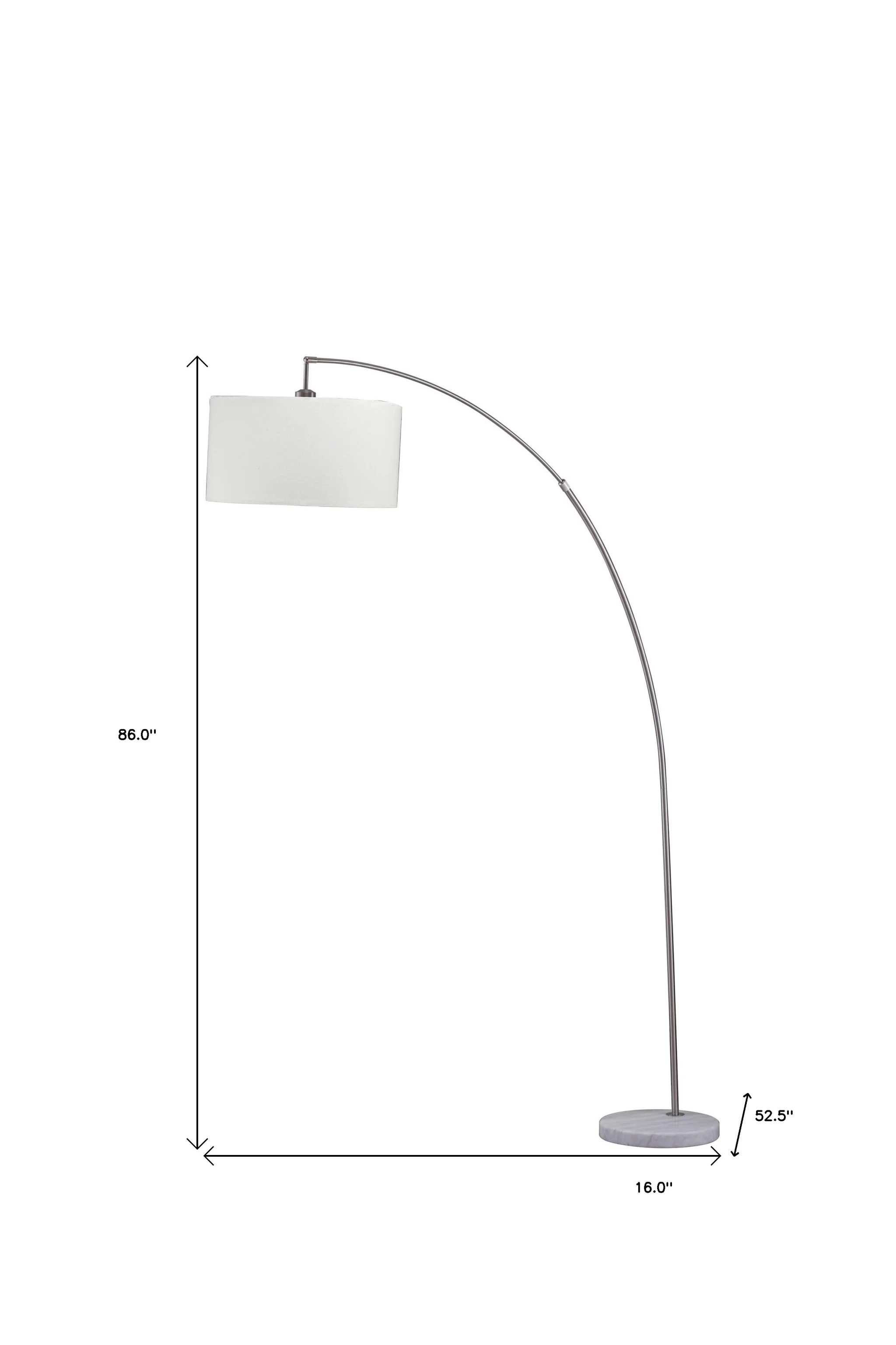 White And Silver Arc Floor Lamp With White Drum Shade By Homeroots - Image 6