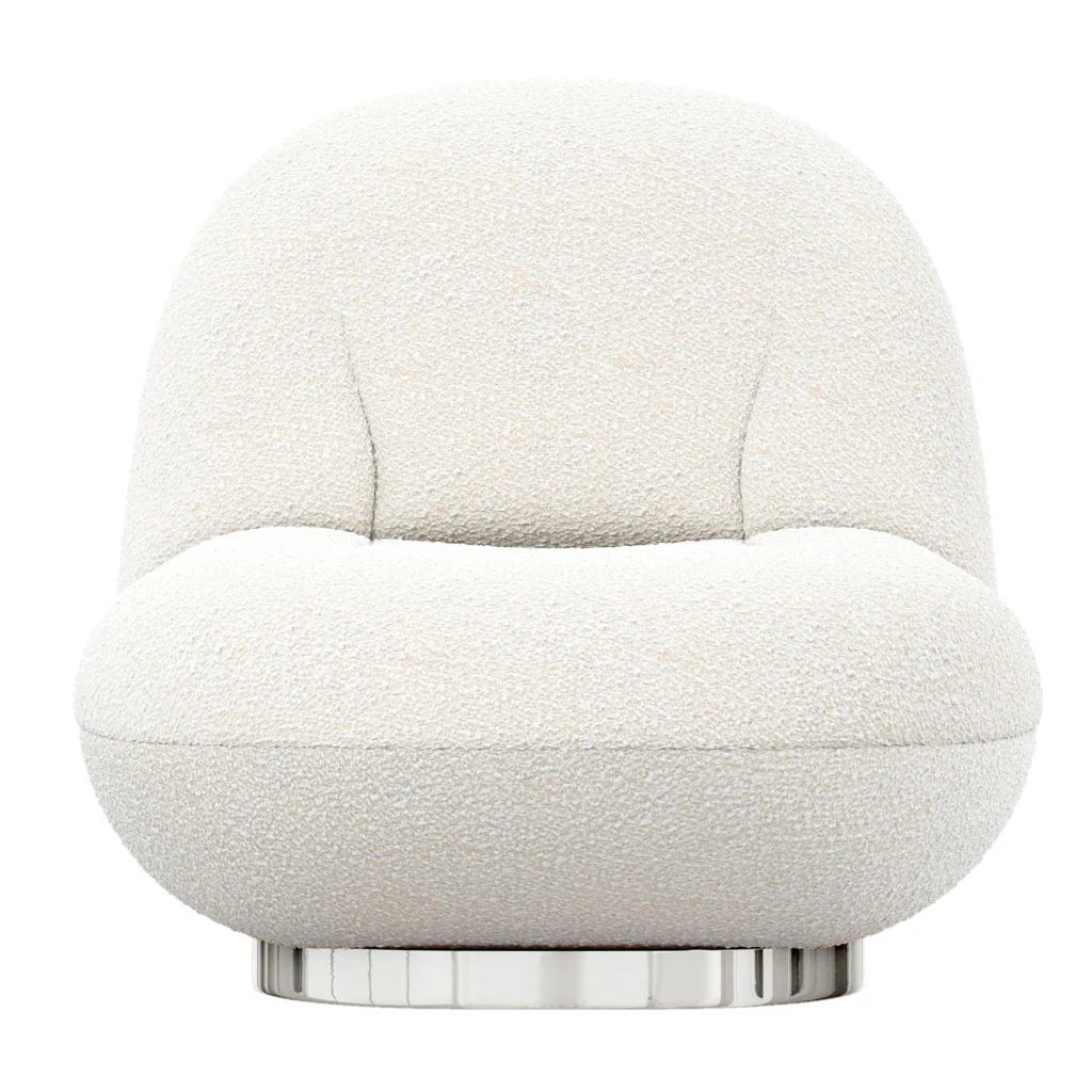 White and Silver Boucle Slipper Chair By Homeroots - Image 2