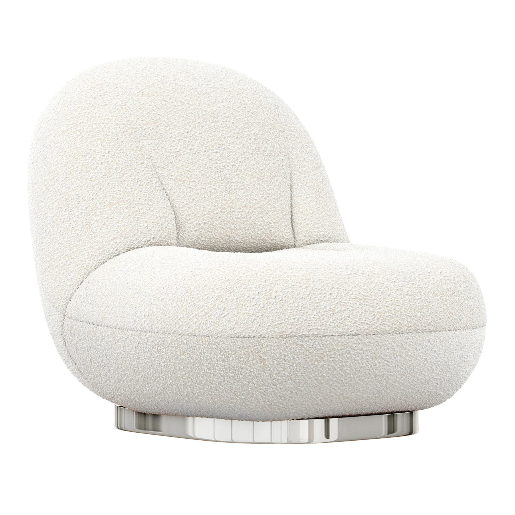 White and Silver Boucle Slipper Chair By Homeroots - Image 3